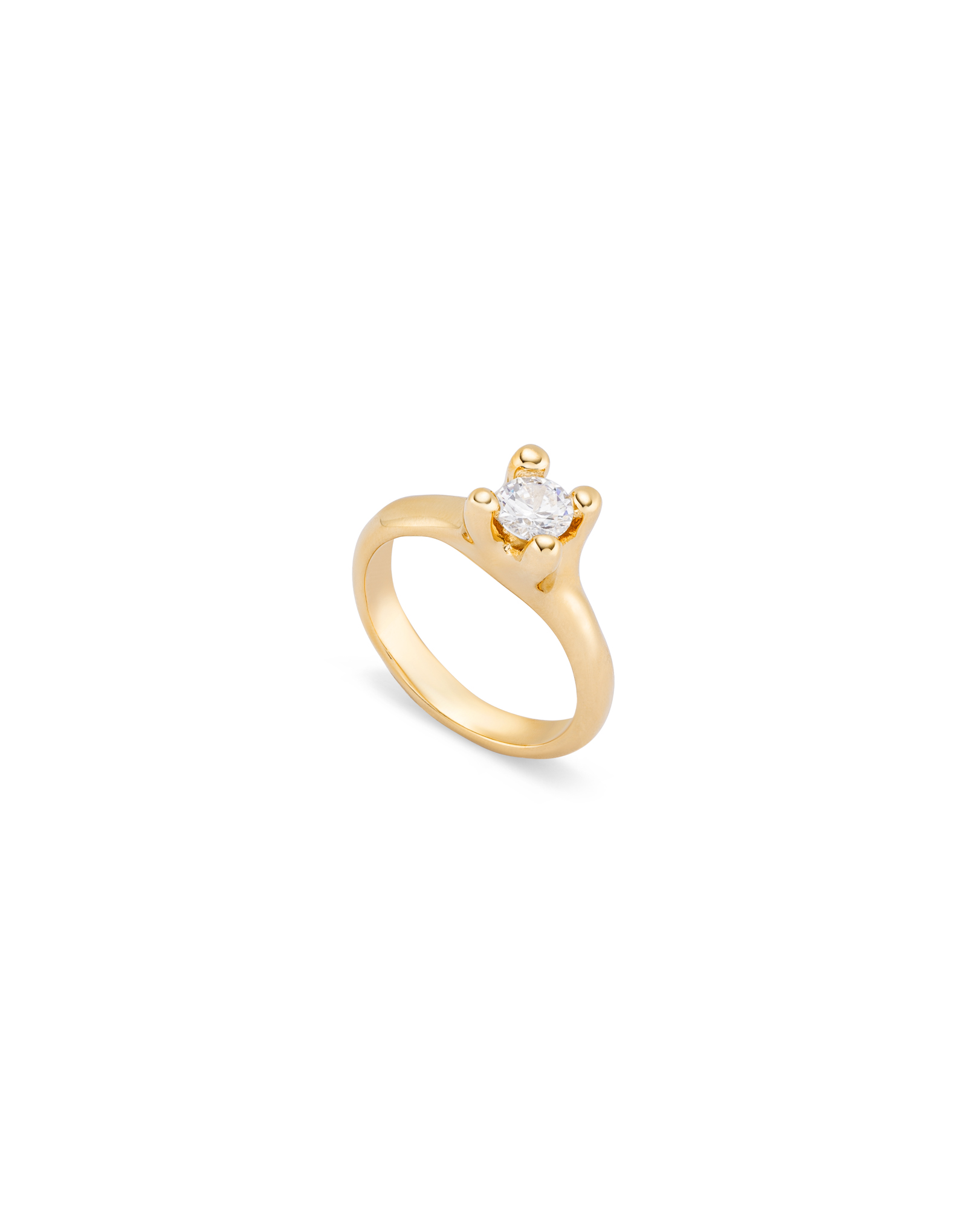 Ring with white cubic zirconia, Golden, large thumbnail