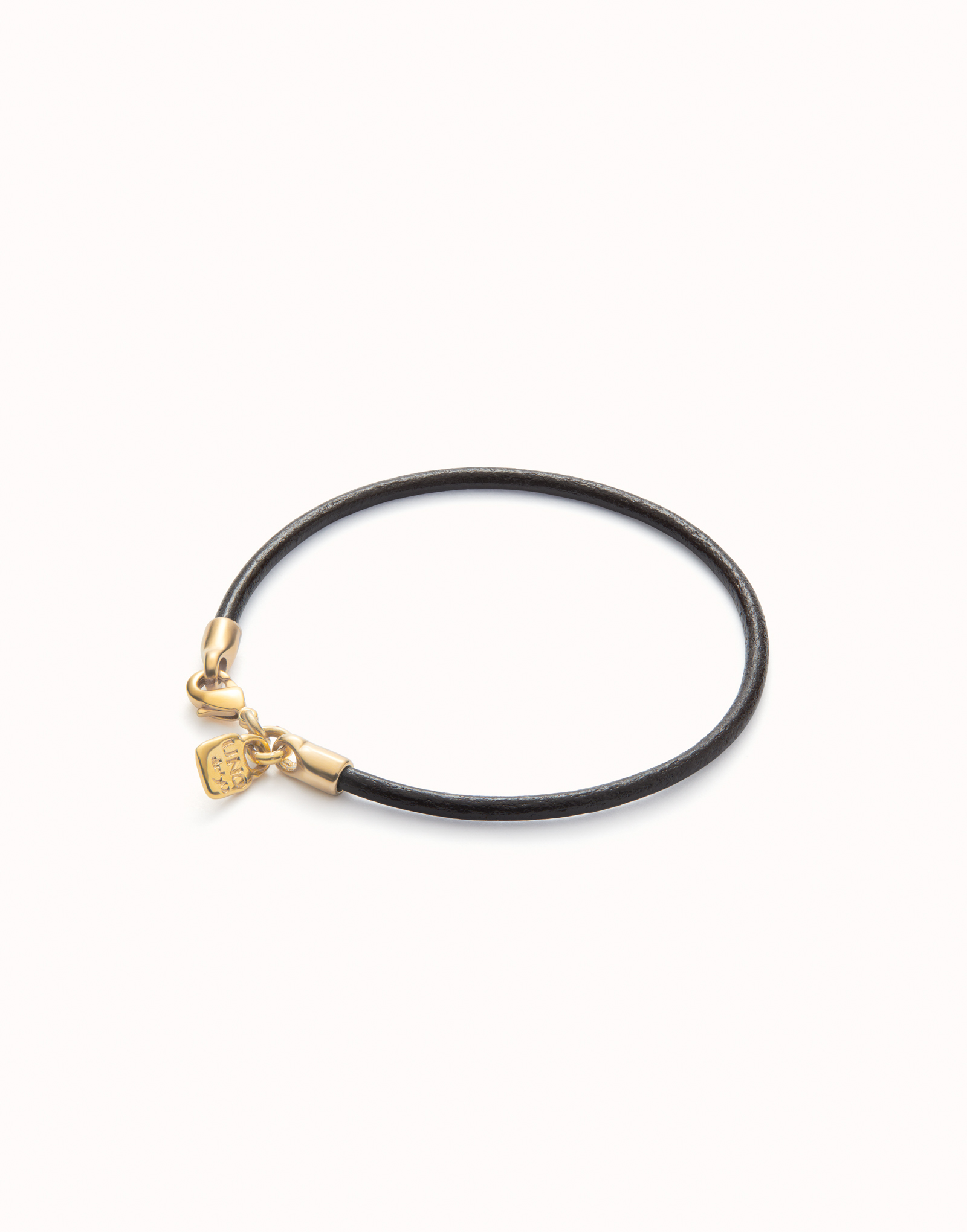 Leather charm bracelet with clasp, Golden, large thumbnail