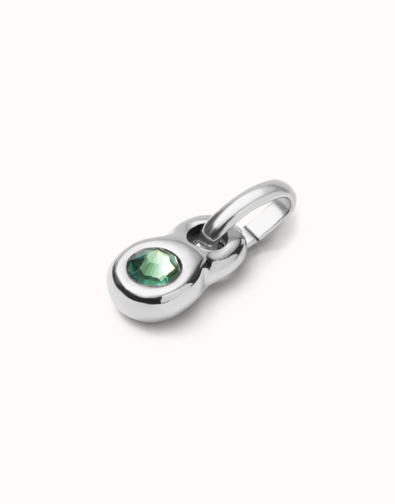 Charm with green crystal, Silver, large thumbnail