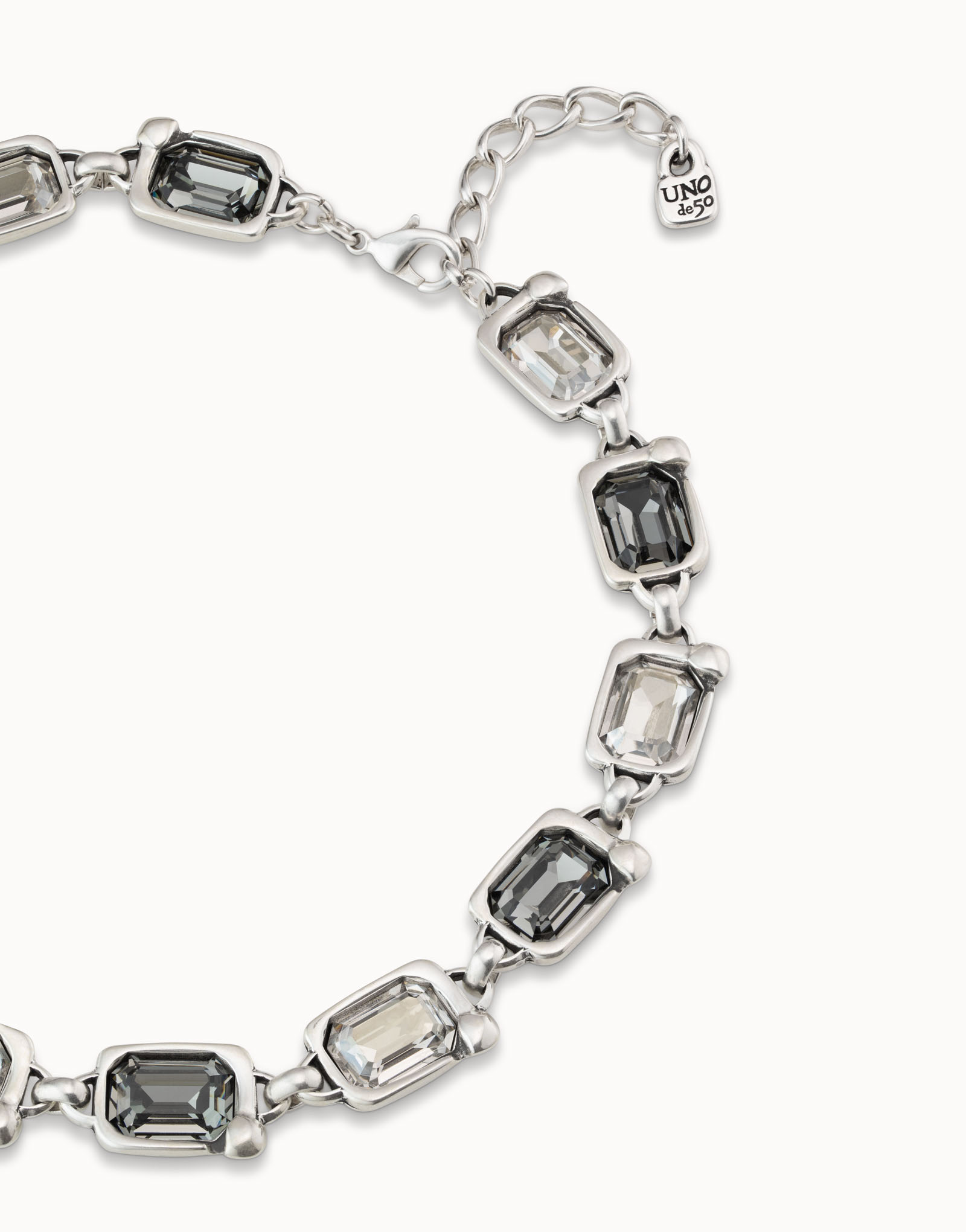 Short necklace with crystals, Silver, large thumbnail