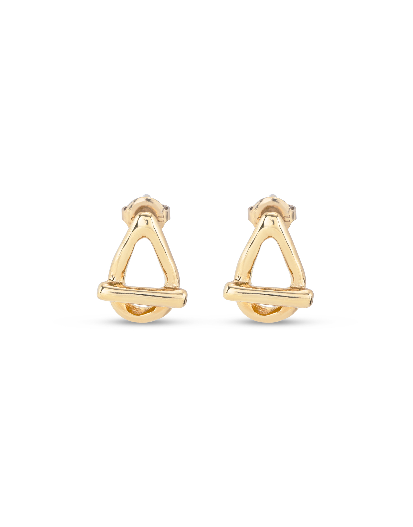 Drop oval link shaped earrings, Golden, large thumbnail