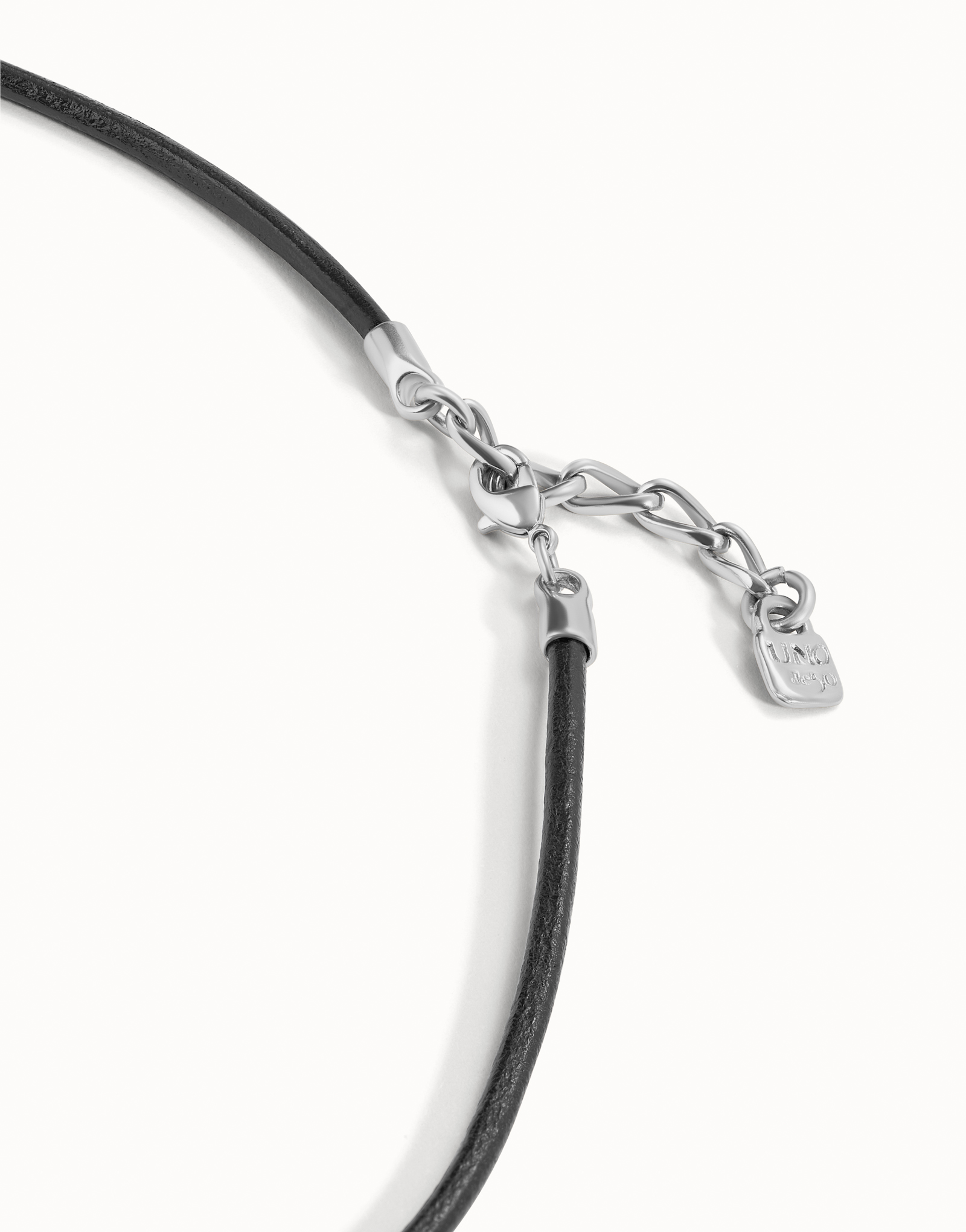 Short leather charm necklace, Silver, large thumbnail