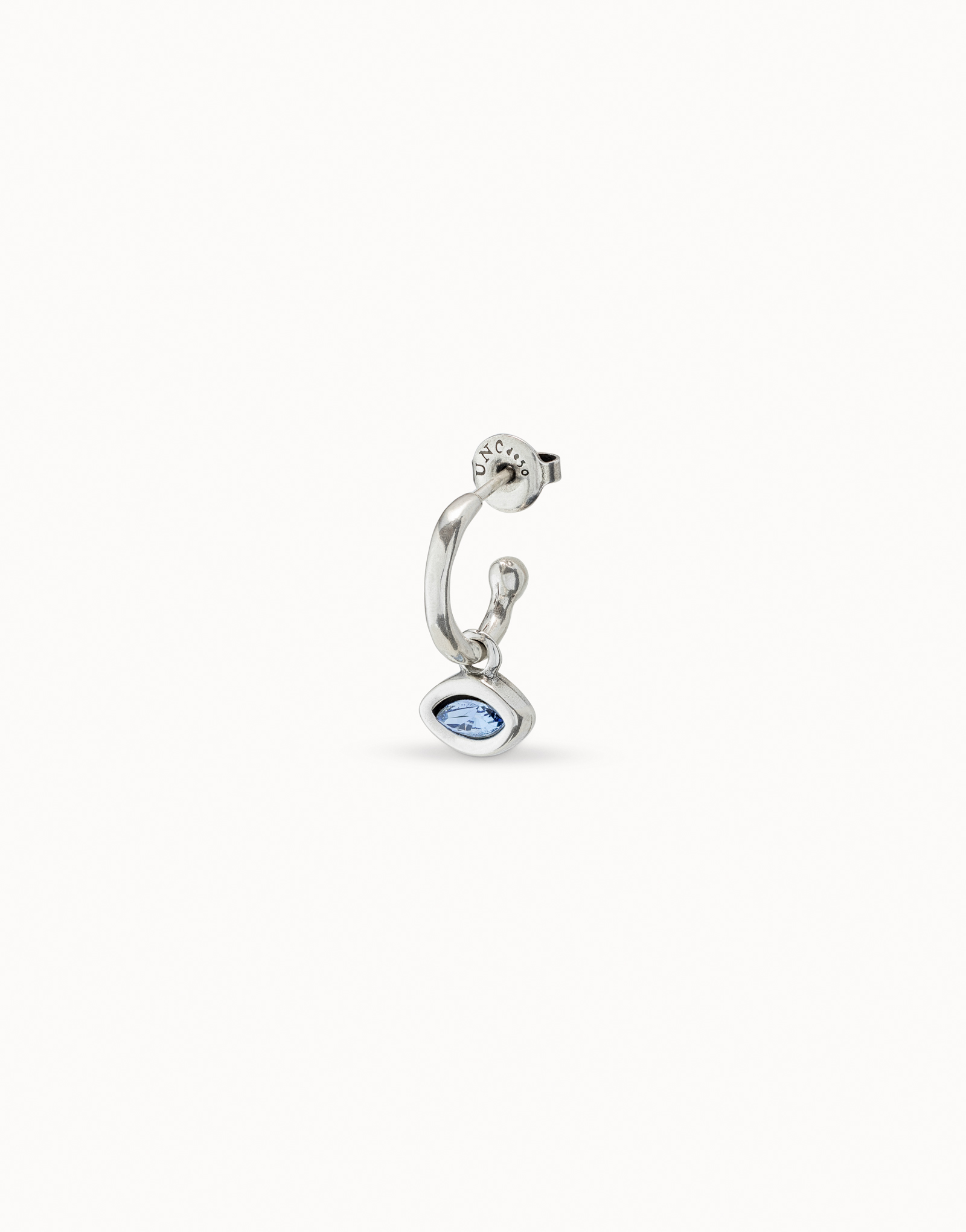 Single Hoop Charm With A Cristal, Silver, large thumbnail