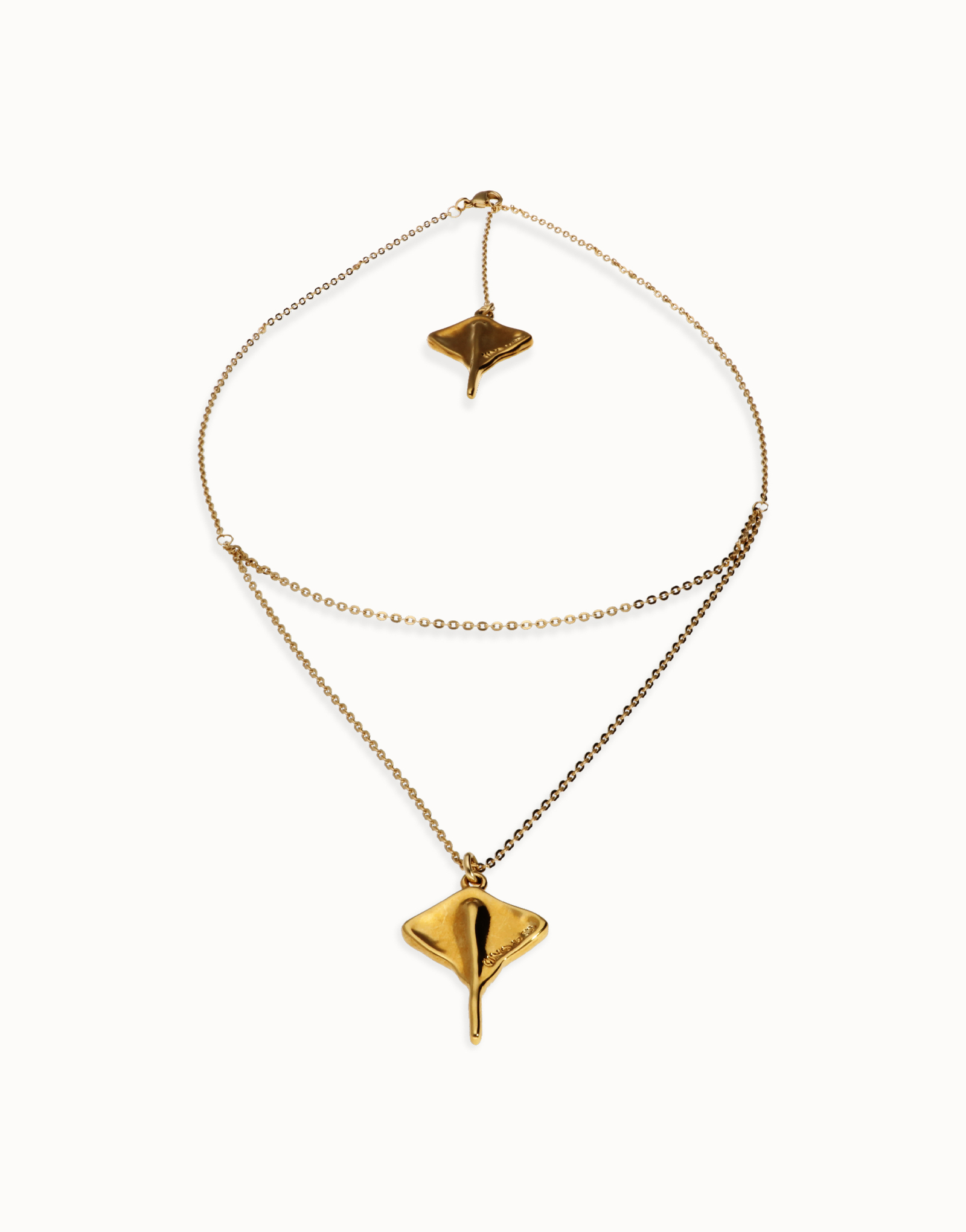 Multi strand chain necklace with manta ray, Golden, large thumbnail