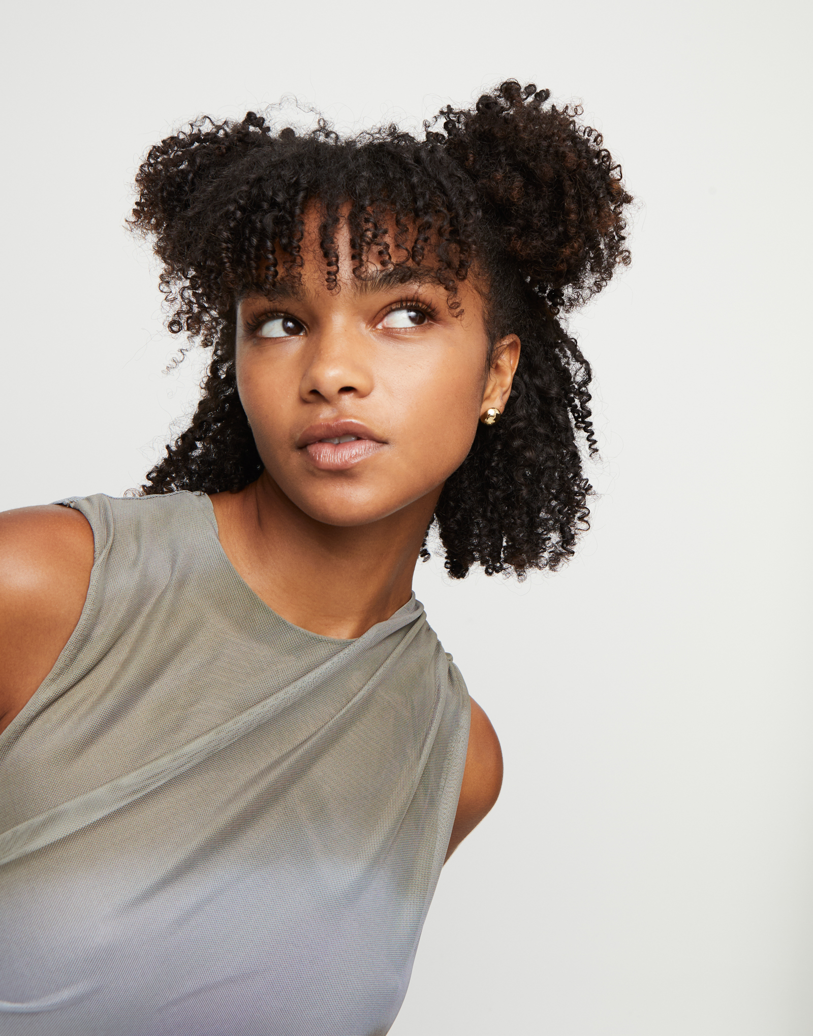 Bead shaped stud earrings, Golden, large thumbnail