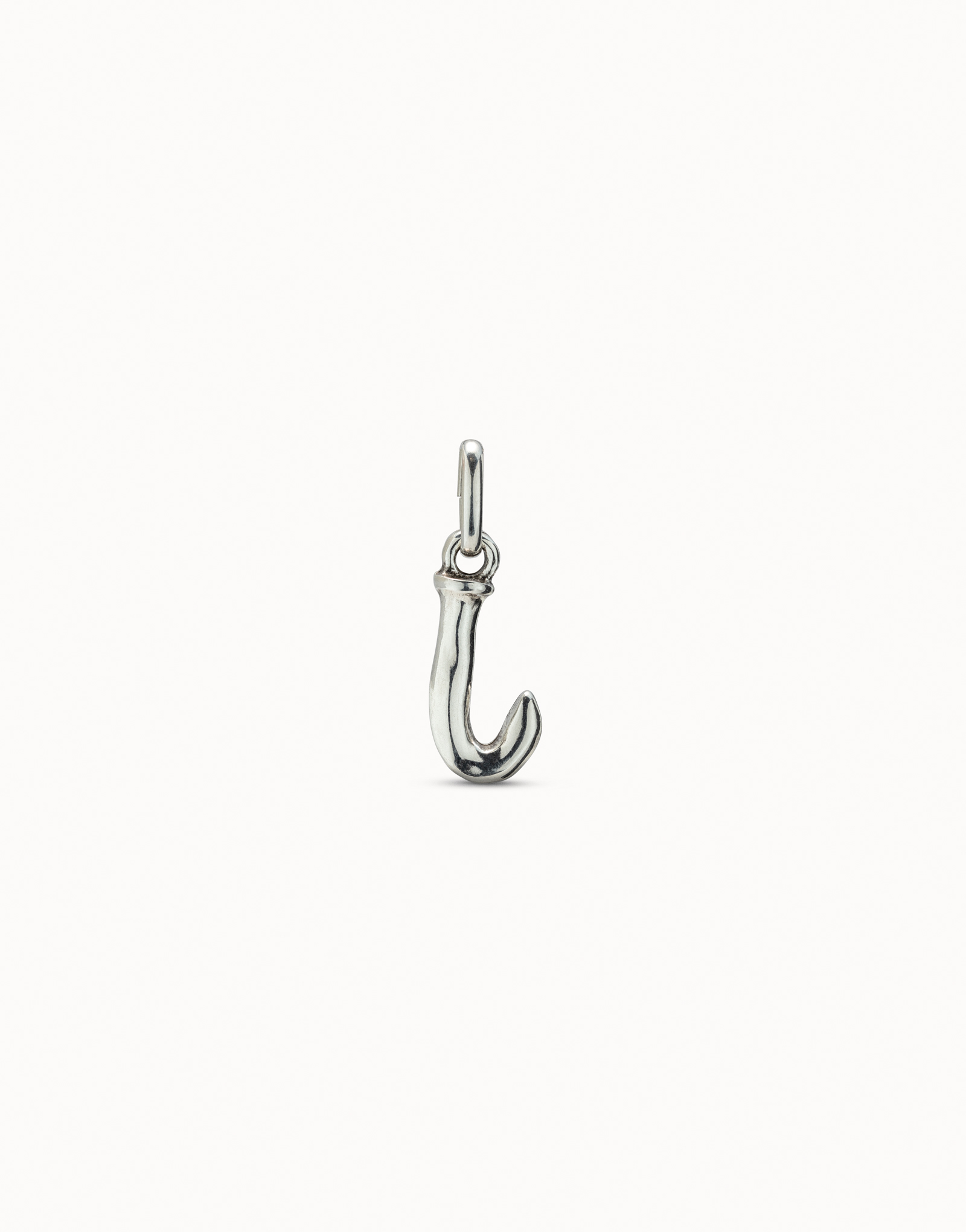 Medium J initial charm, Silver, large thumbnail