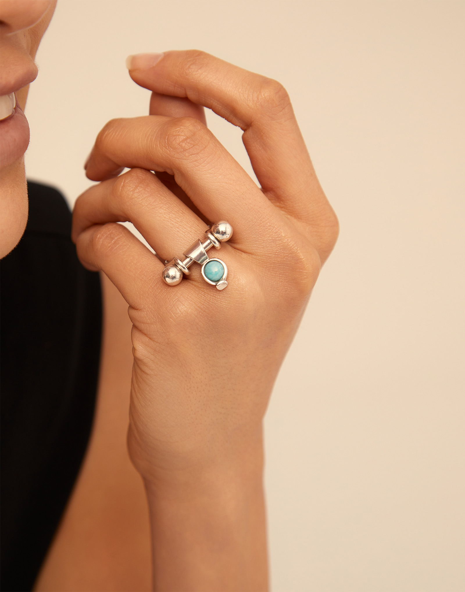 Charm with amazonite stone, Silver, large thumbnail