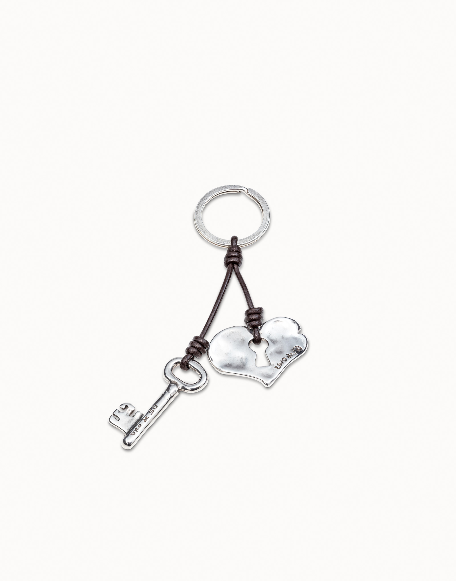 Sterling silver-plated heart key-ring, Silver, large thumbnail