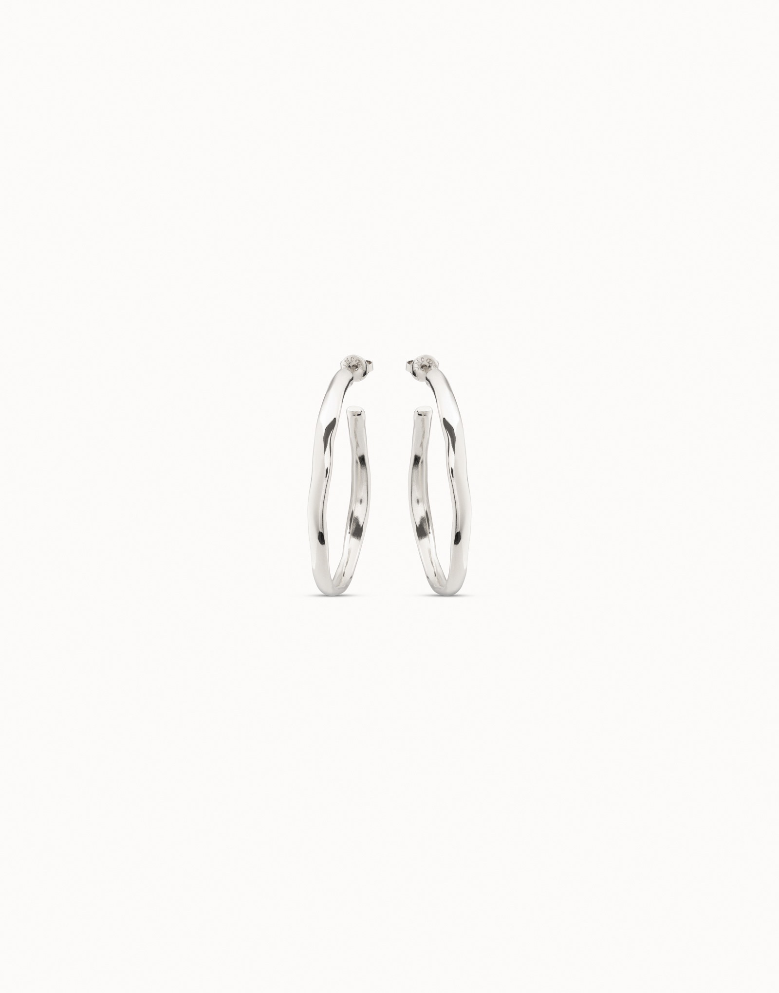 Boucles d’oreilles plaquées argent en forme d’anneau ouvert, Argent, large thumbnail
