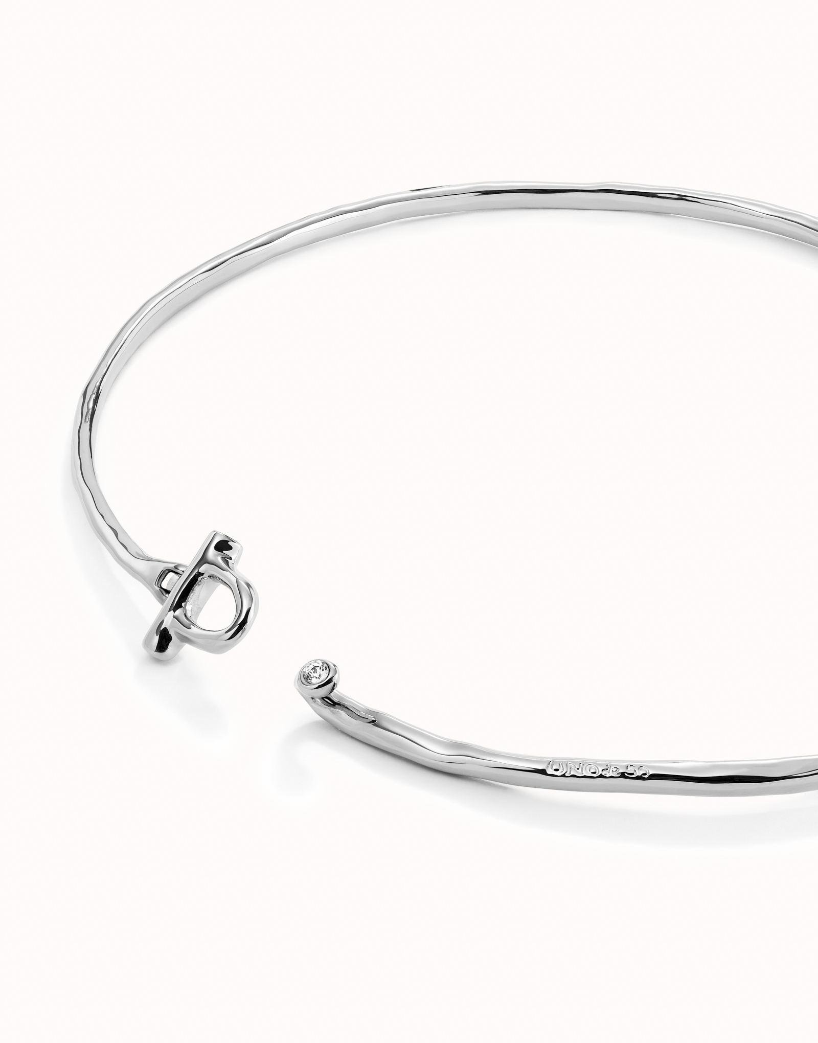 Choker necklace with front clasp and white topaz, Silver, large thumbnail