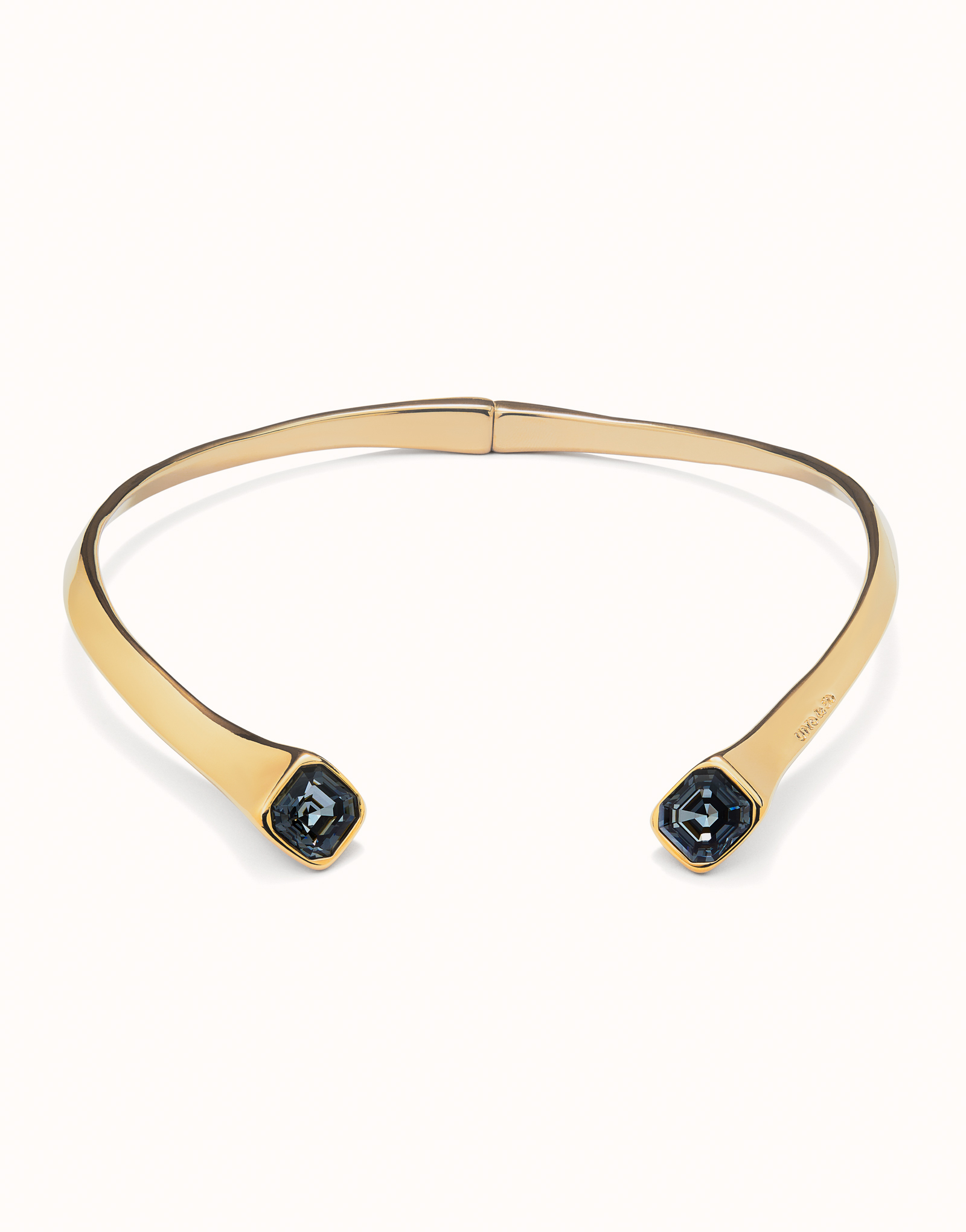 Necklace with black crystal, Golden, large thumbnail