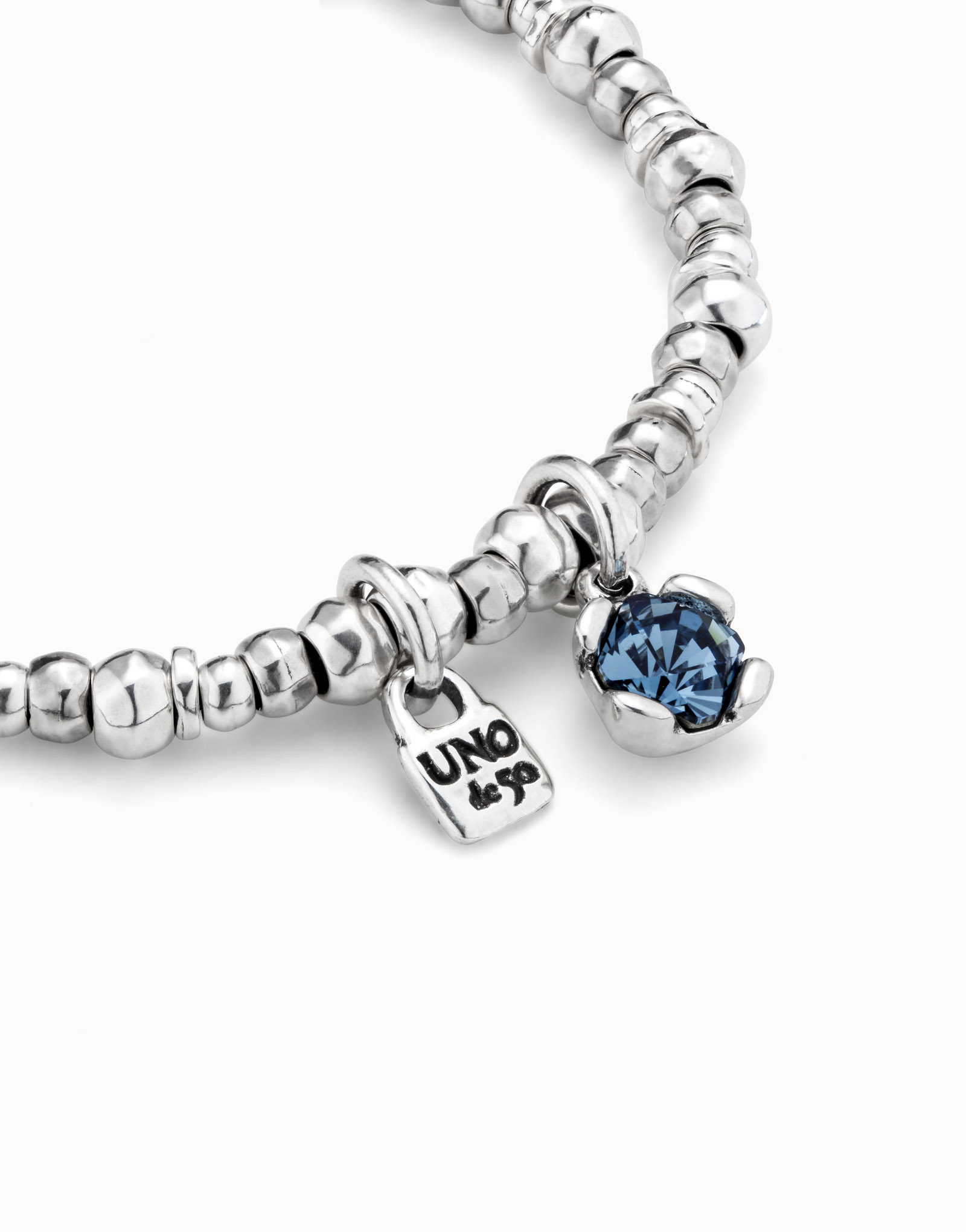 Bracciale placcato argento Sterling con perla e cristallo blu, Argent, large thumbnail