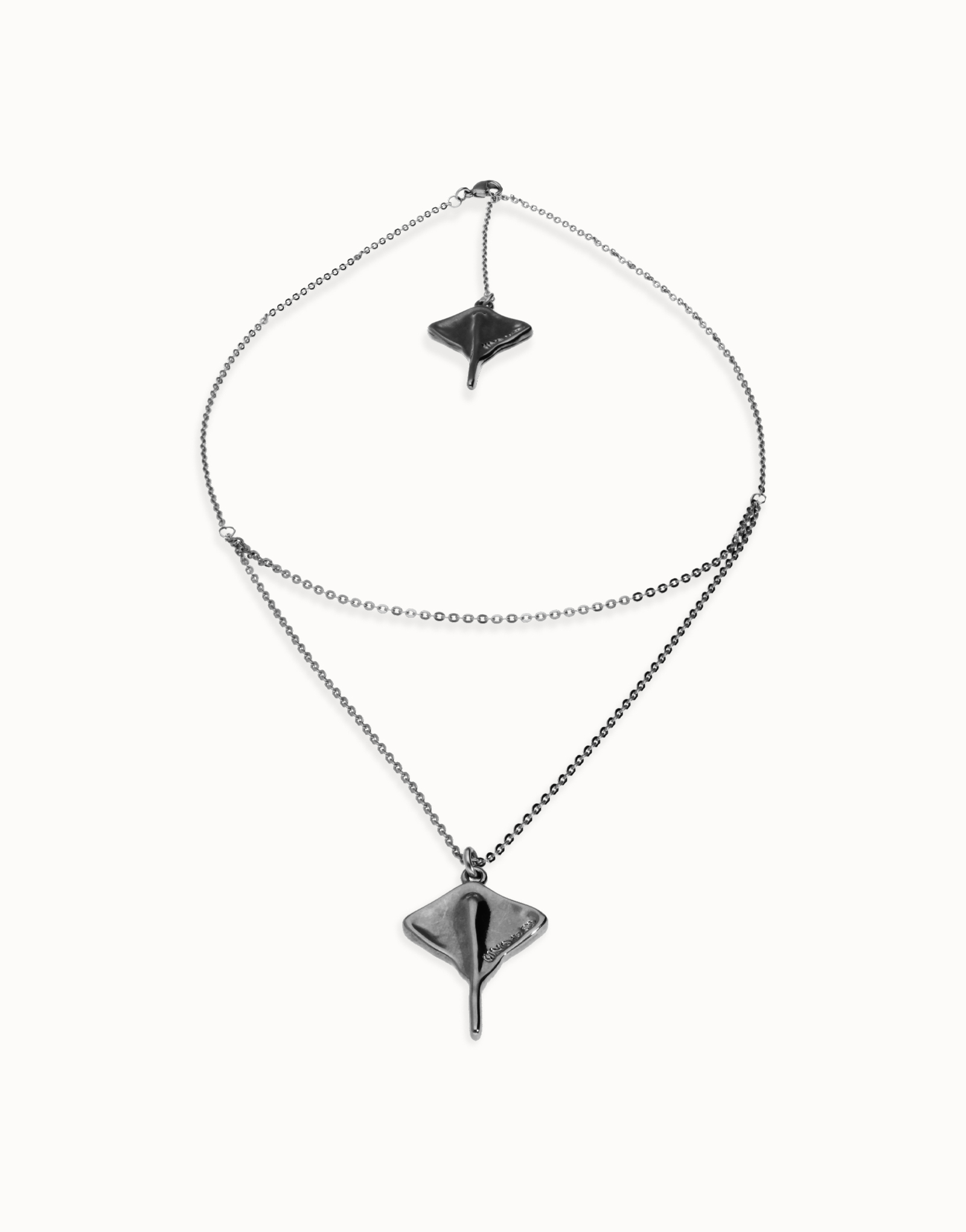 Multi strand chain necklace with manta ray, Silver, large thumbnail
