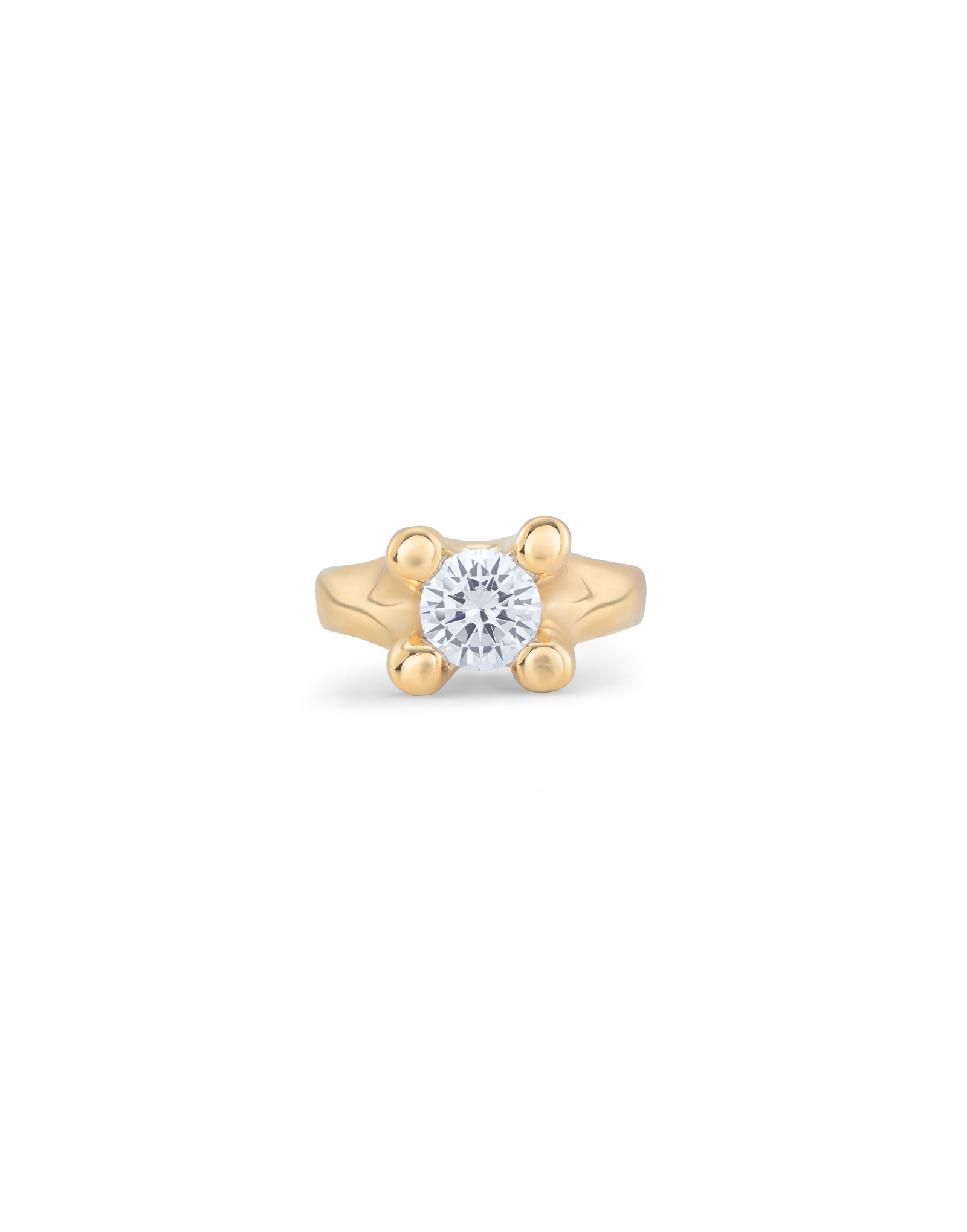 Ring with white cubic zirconia, Golden, large thumbnail