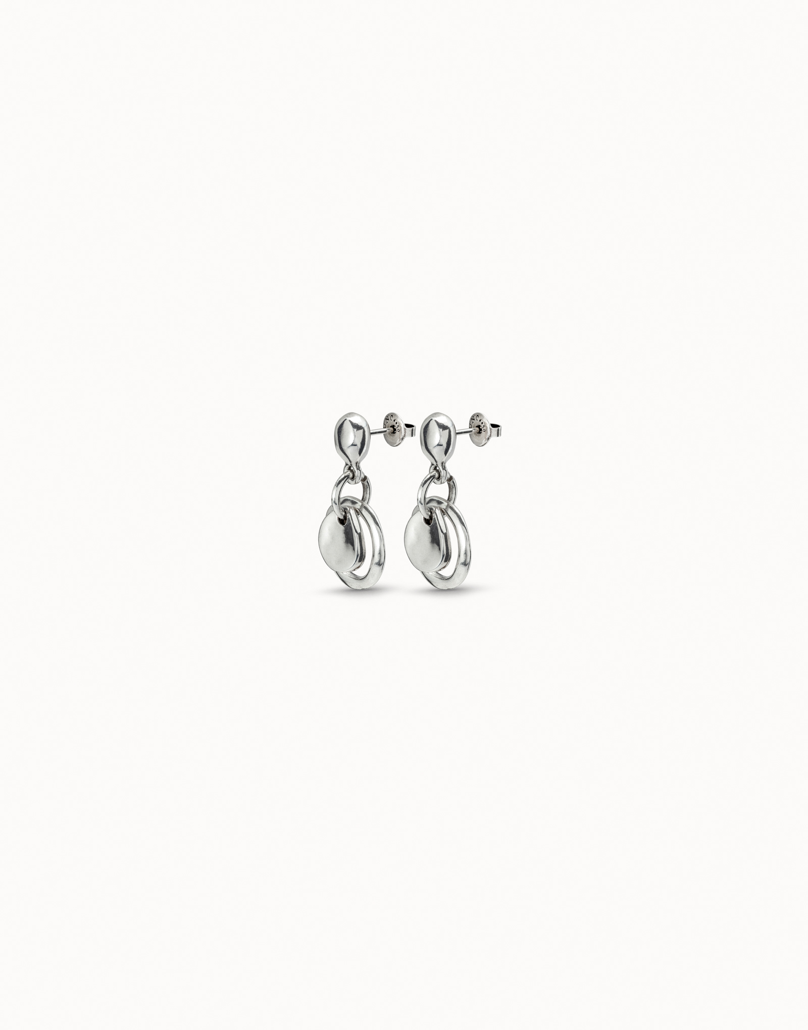 Circle drop earrings, Silver, large thumbnail