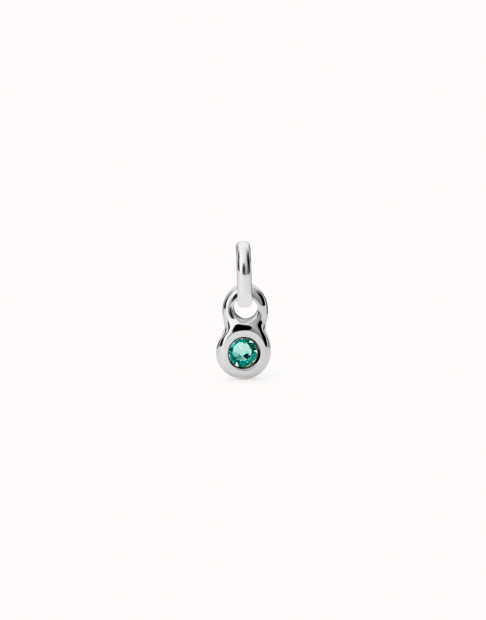 Charm with green crystal, Silver, large thumbnail