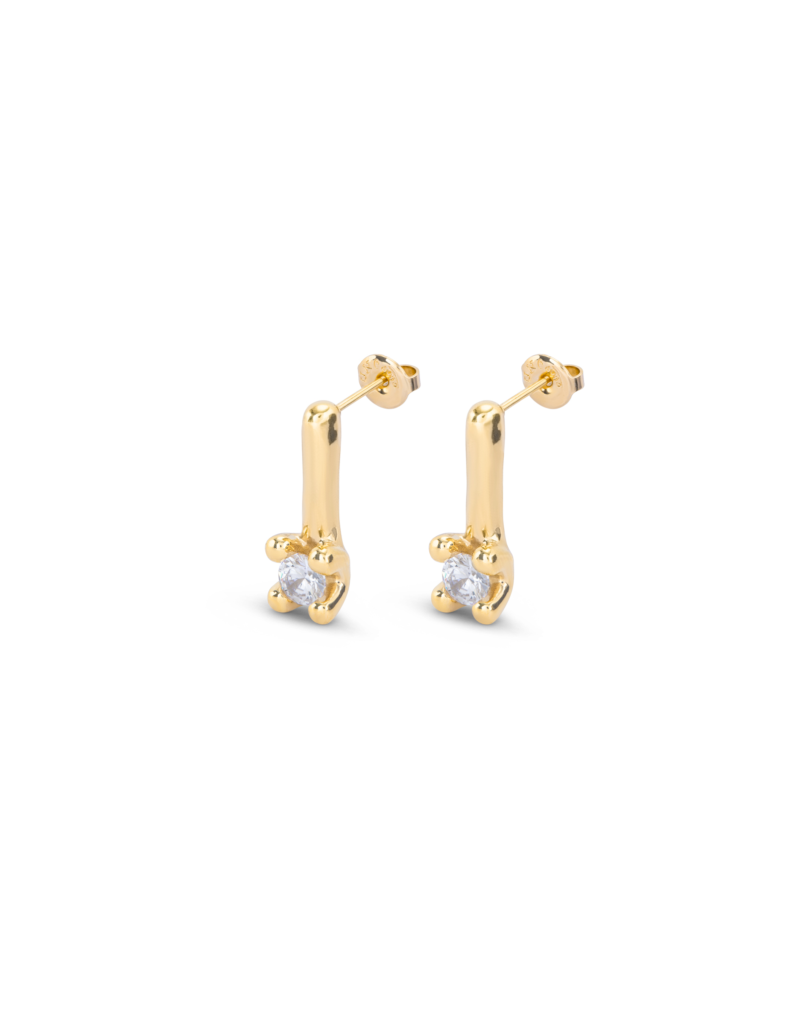 Drop earrings with blue cubic zirconia, Golden, large thumbnail