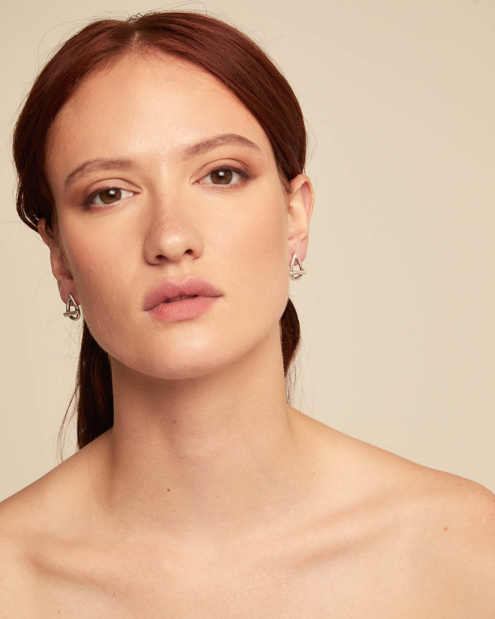 Drop oval link shaped earrings, Silver, large thumbnail