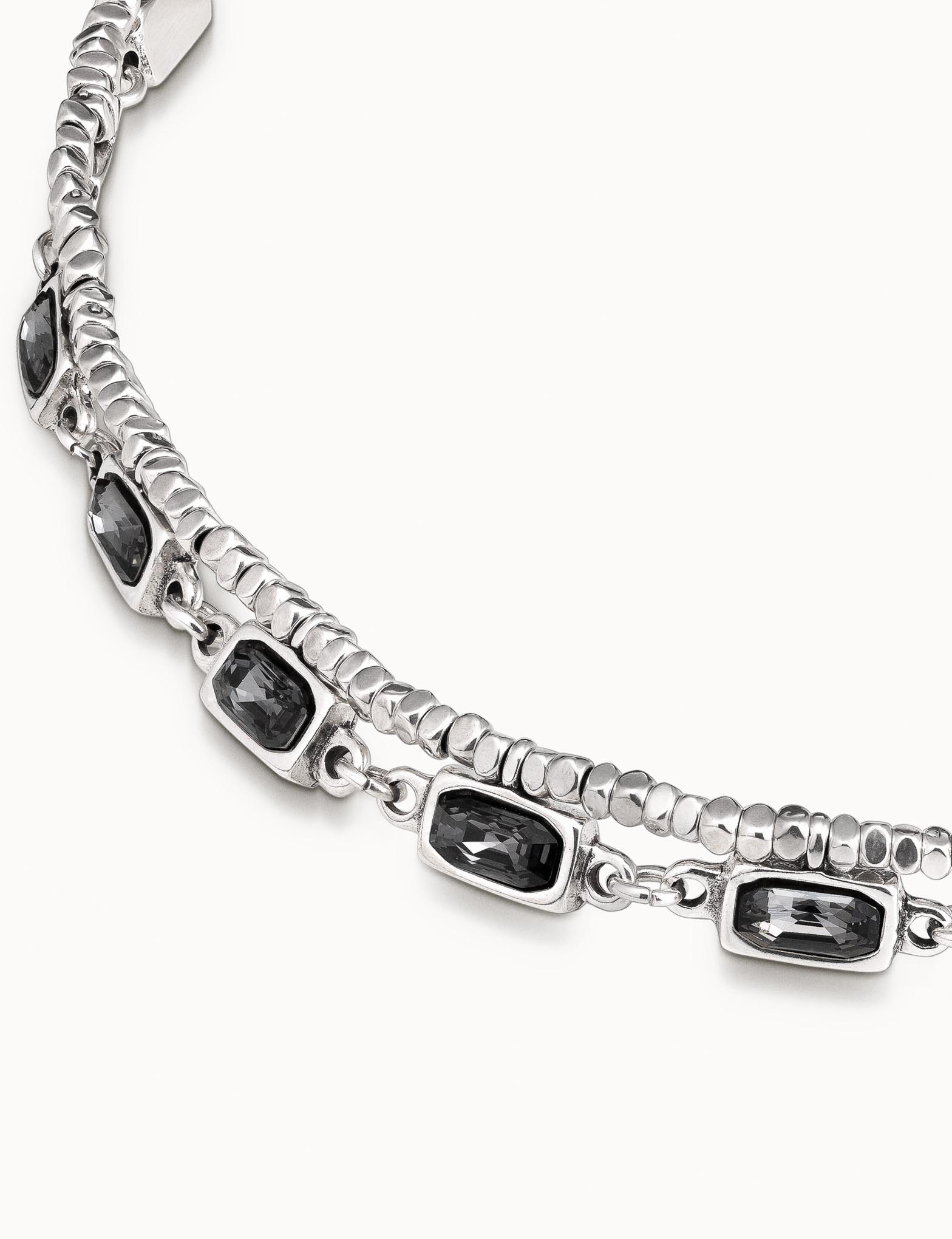 Short necklace with crystals, Silver, large thumbnail