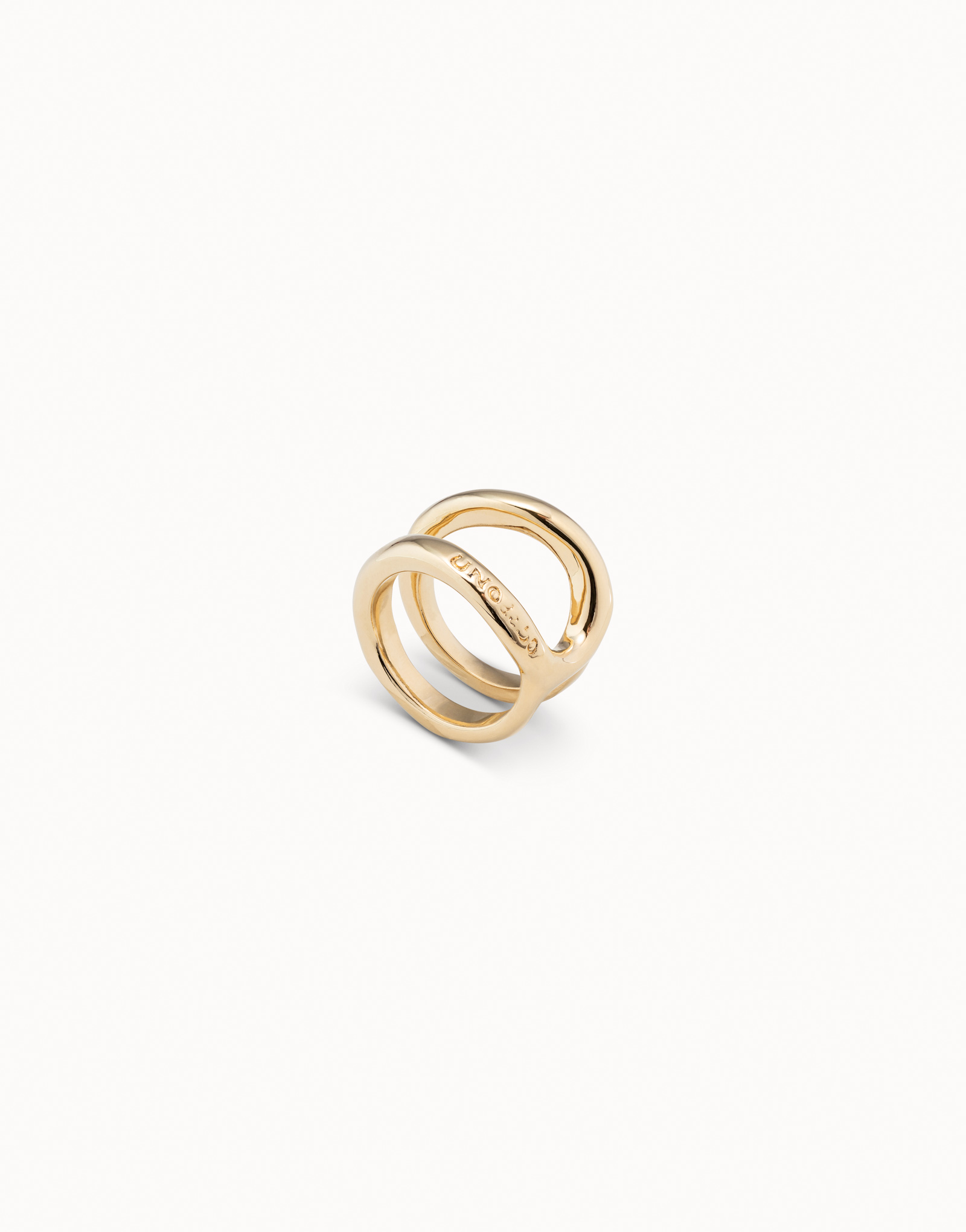 Double curved ring, Golden, large thumbnail