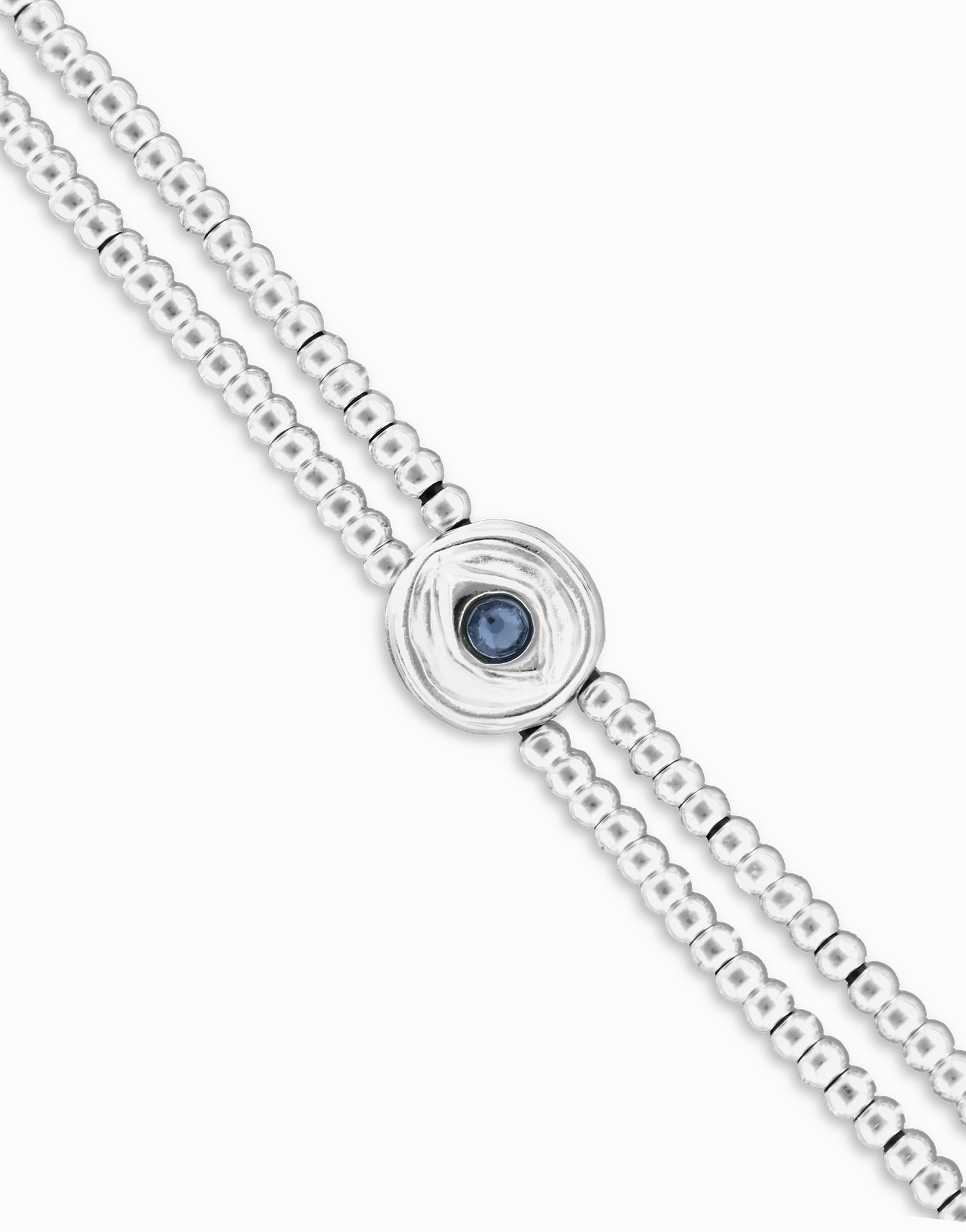 Two-strand beaded bracelet with an eye-shaped charm, Silver, large thumbnail