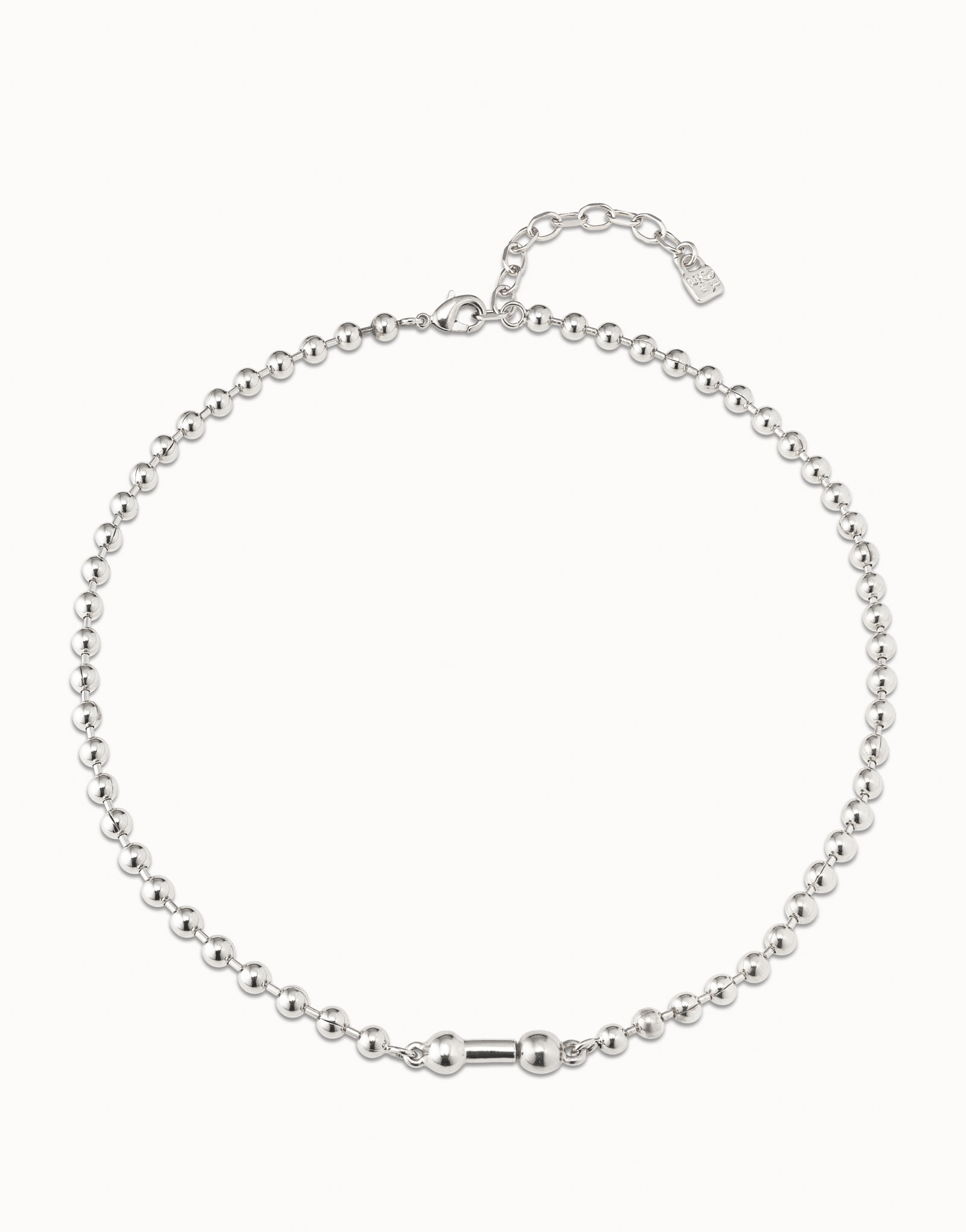 Short beaded chain charm necklace, Silver, large thumbnail