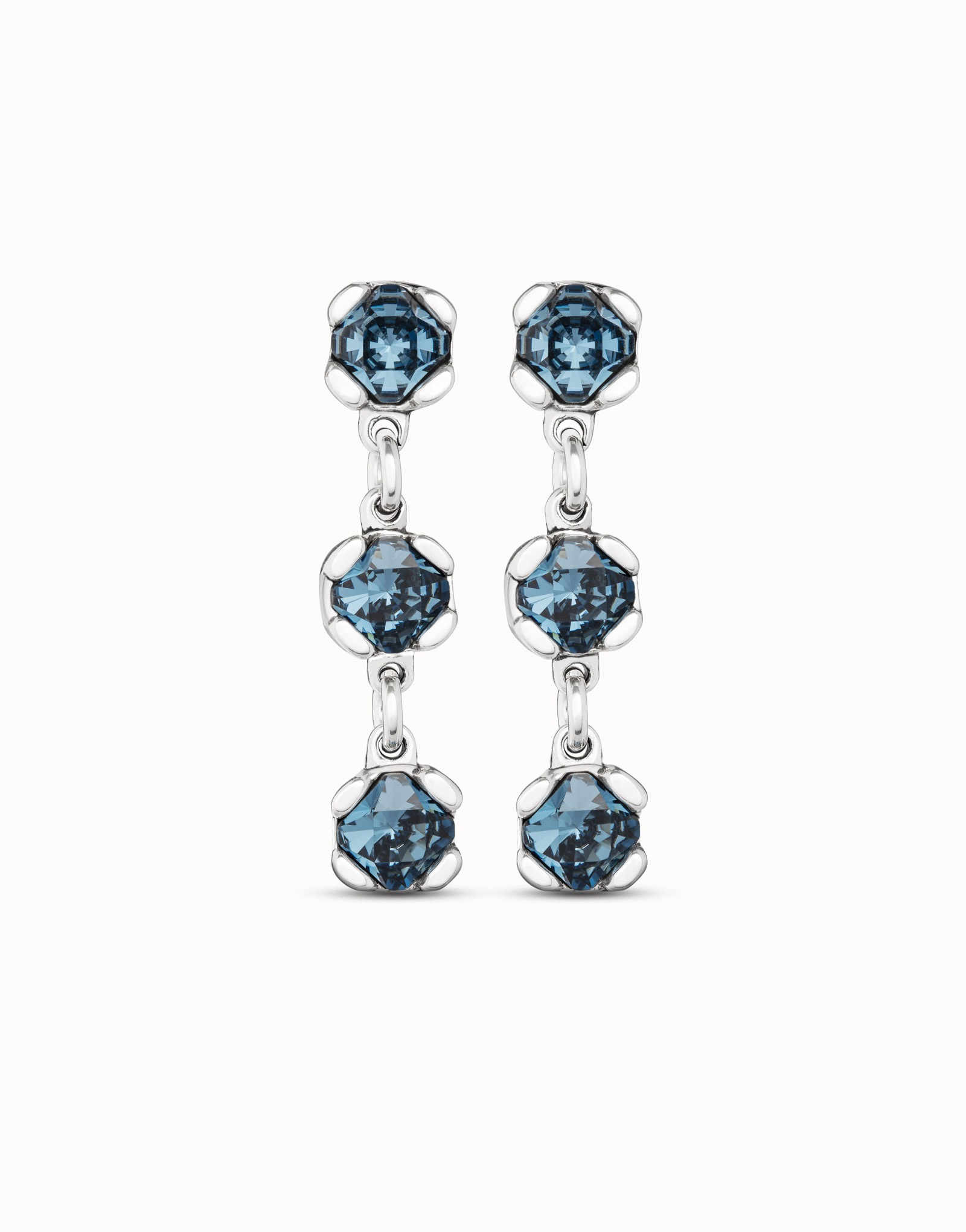 Drop earrings with blue crystals, Silver, large thumbnail