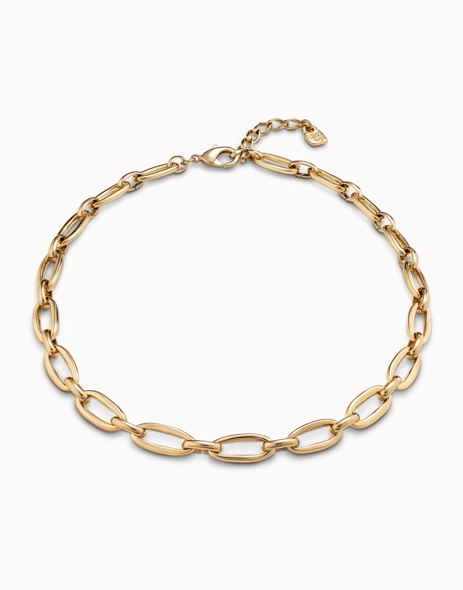 Short oval link chain necklace, Golden, large thumbnail