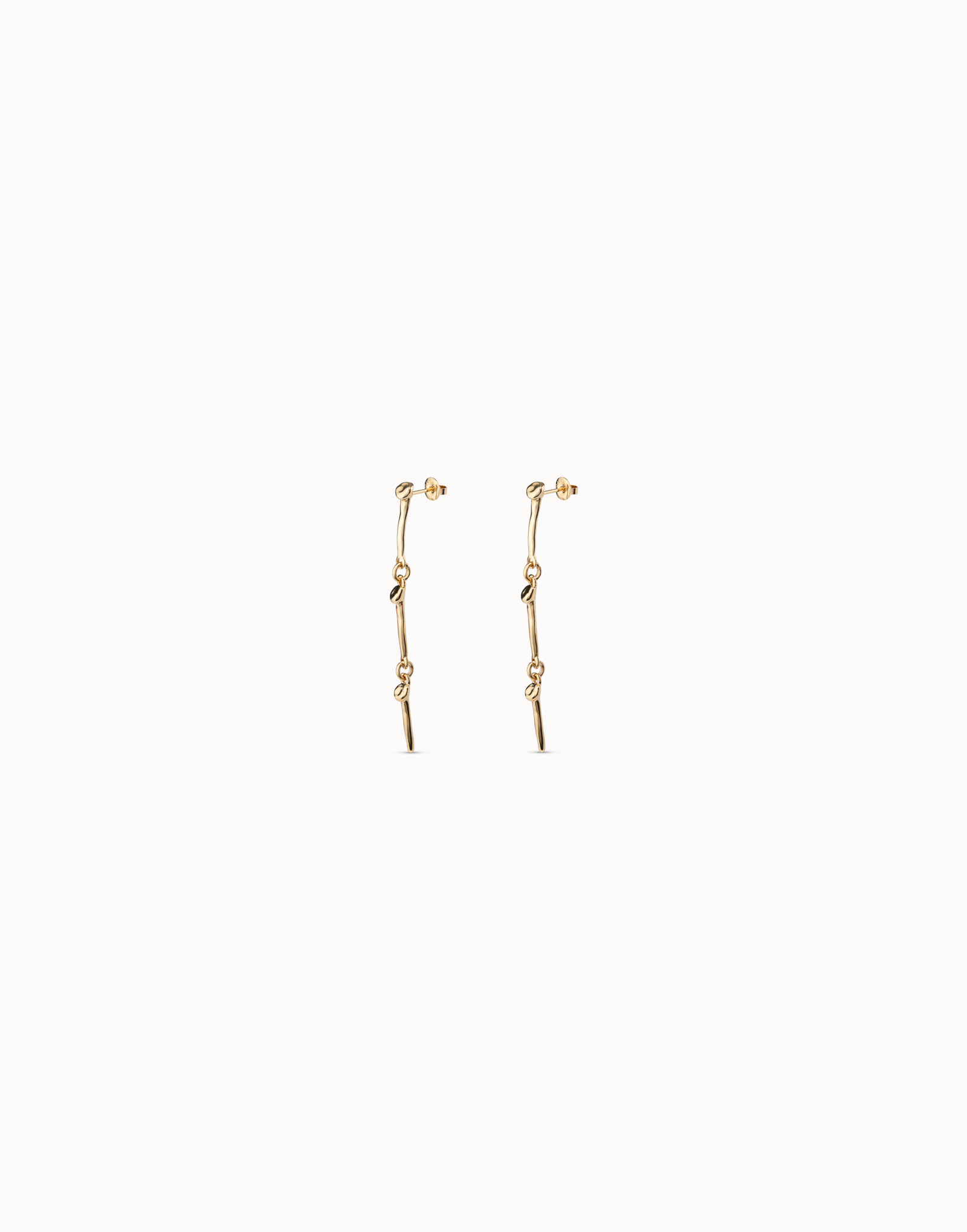 Drop eearrings with the iconic UNOde50 nail, Golden, large thumbnail