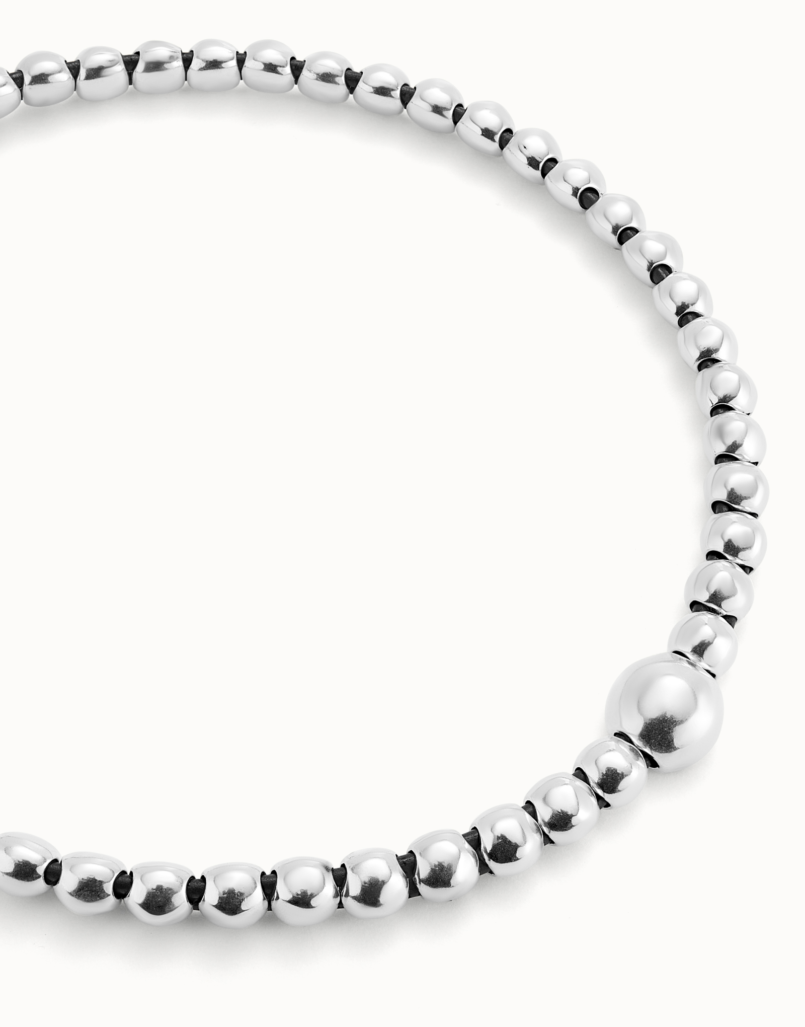 Beaded short necklace with larger central bead, Silver, large thumbnail