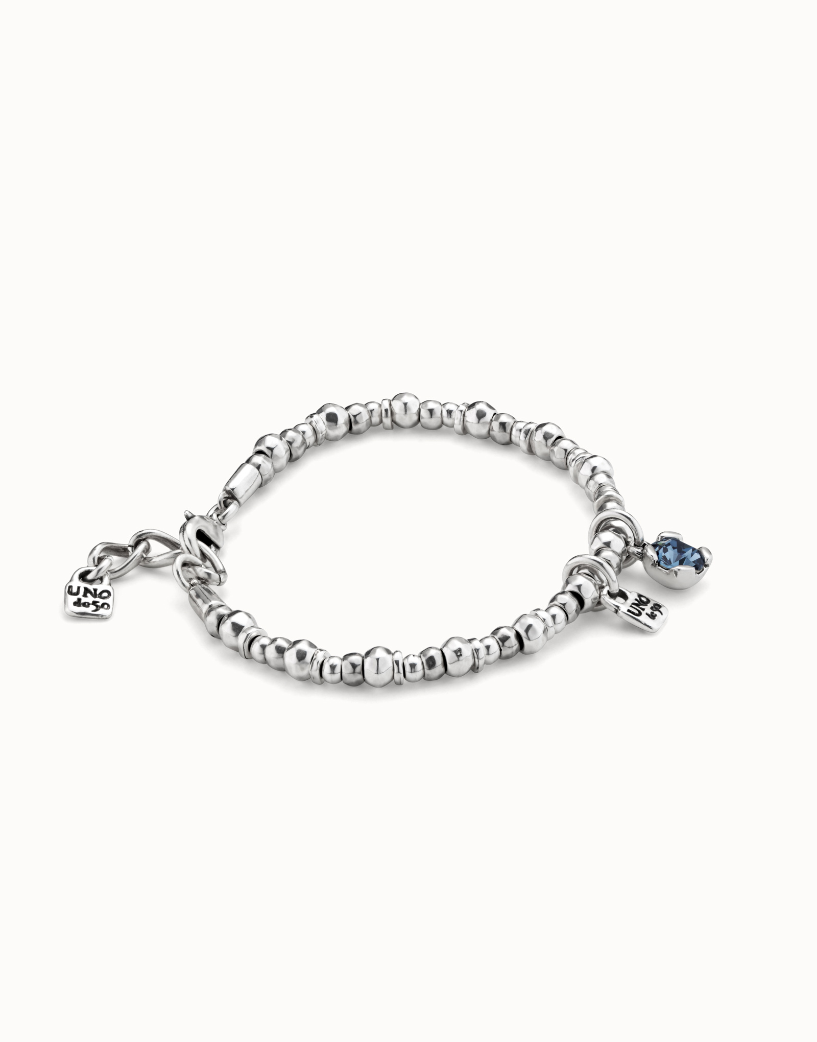 Bracciale placcato argento Sterling con perla e cristallo blu, Argent, large thumbnail