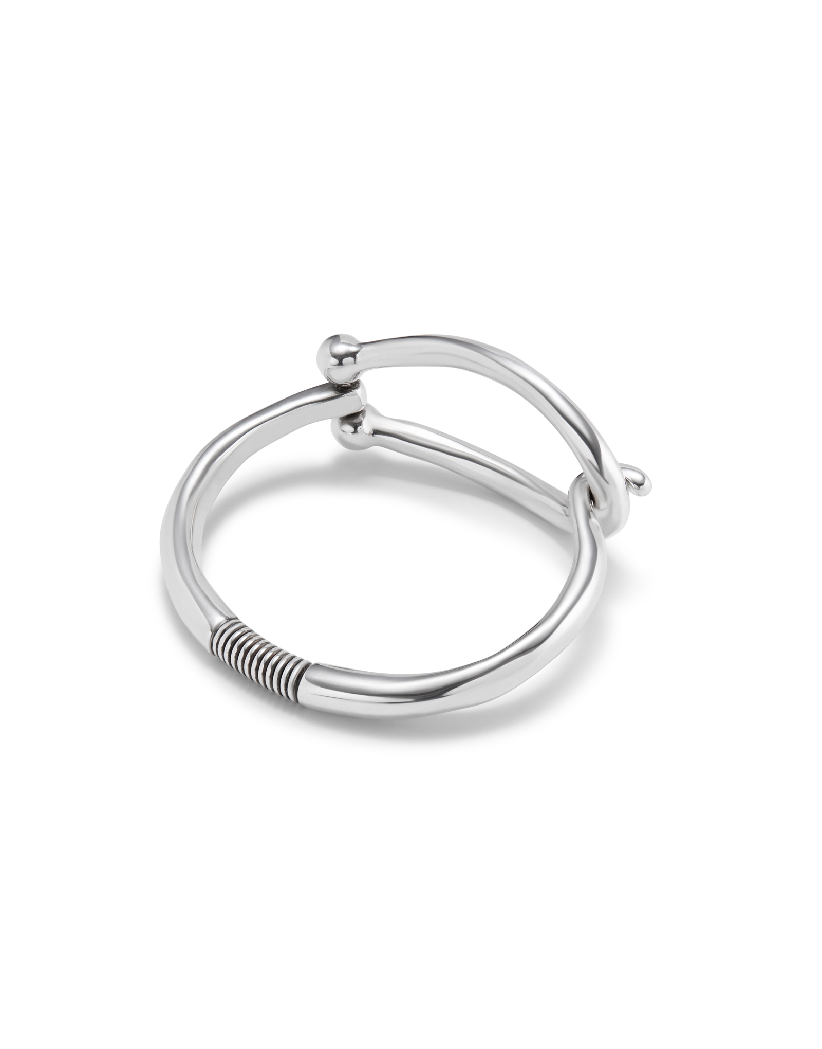 Bangle bracelet with large link, Silver, large thumbnail