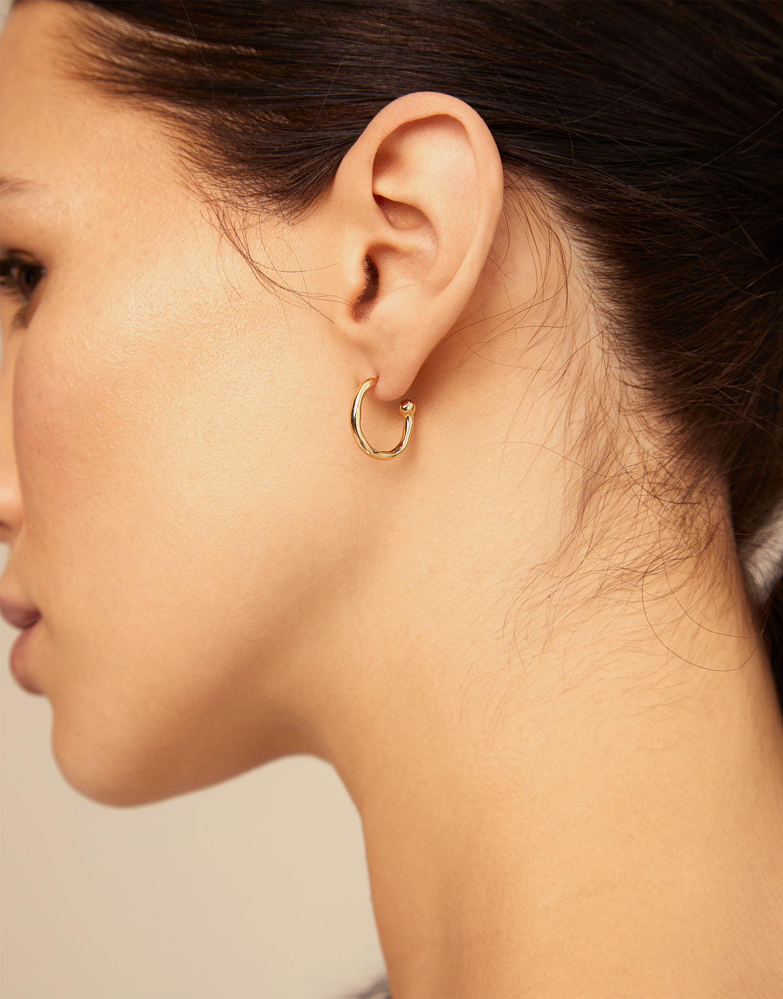 Hoop charm earrings, Golden, large thumbnail