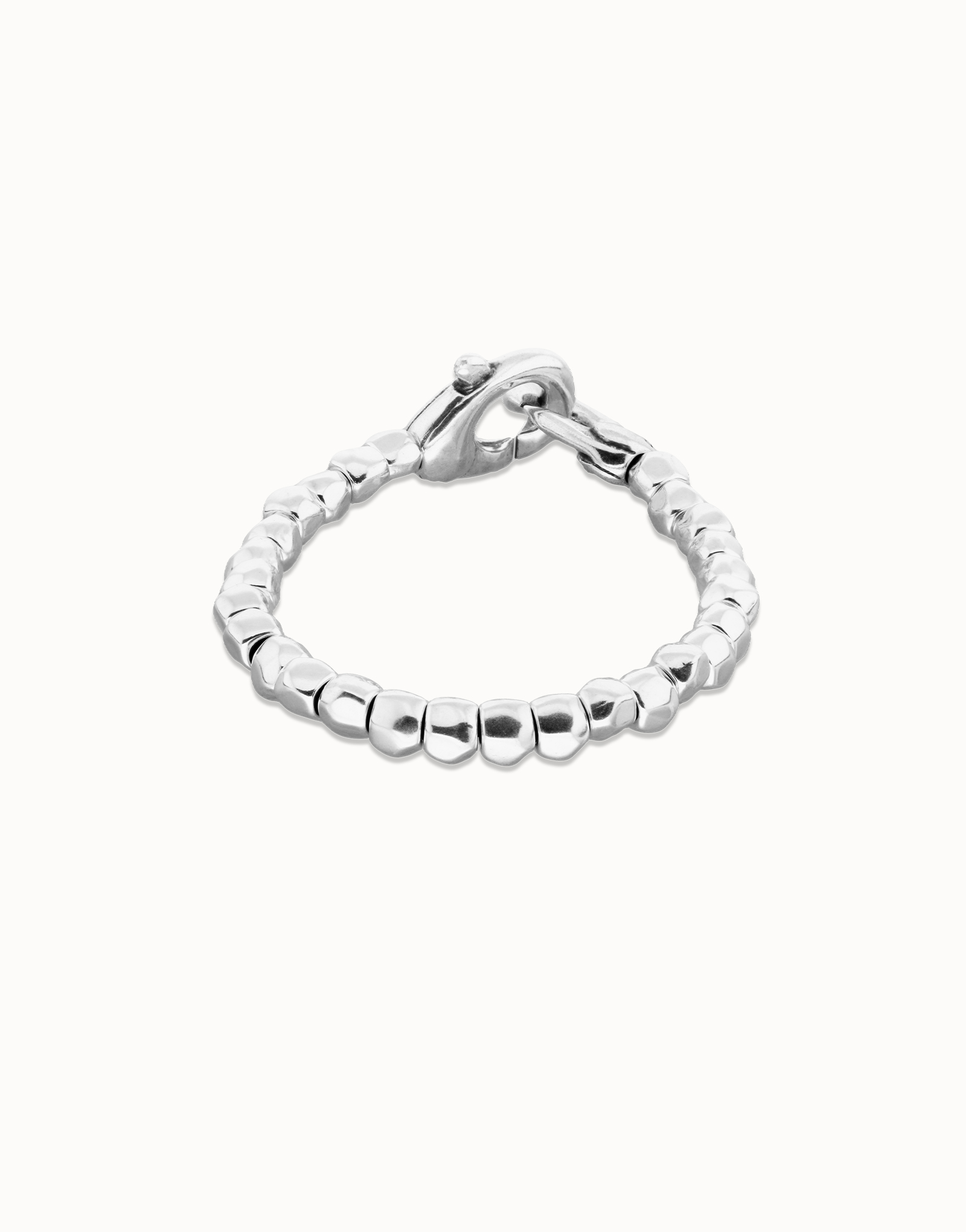 Beads bracelet with interlocking carabiner, Silver, large thumbnail