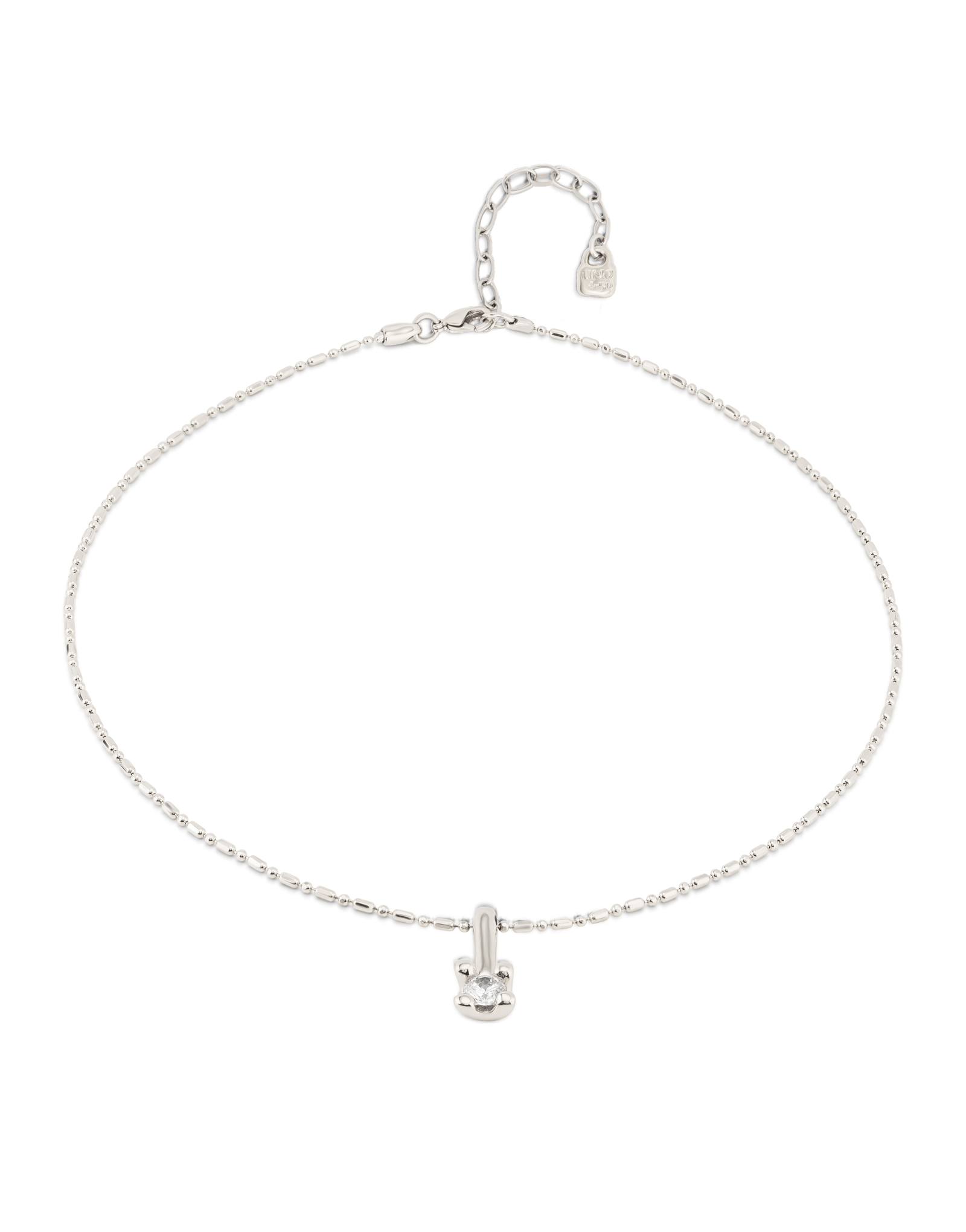 Short chain necklace with white cubic zirconia, Silver, large thumbnail