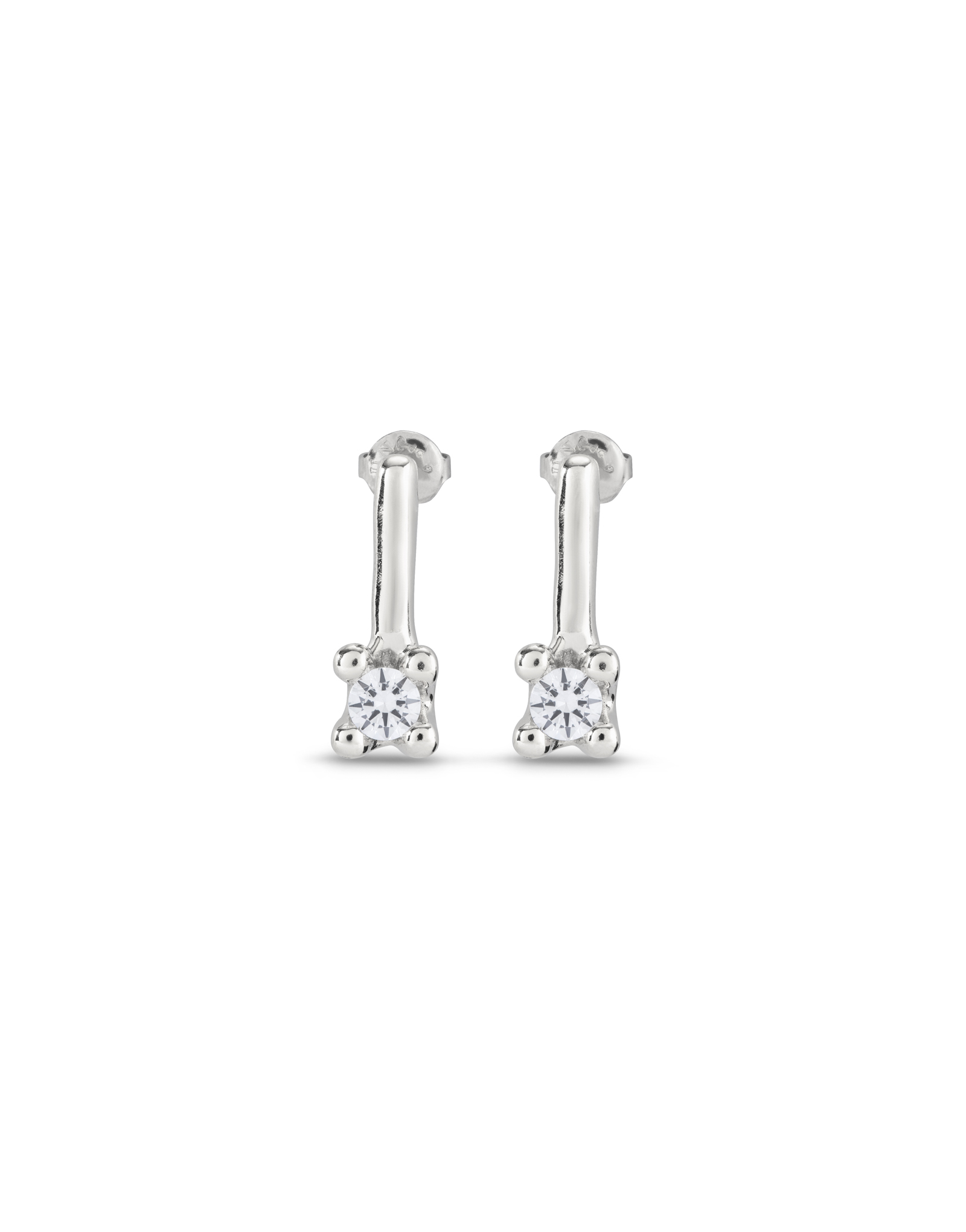 Drop earrings with white cubic zirconia, Silver, large thumbnail