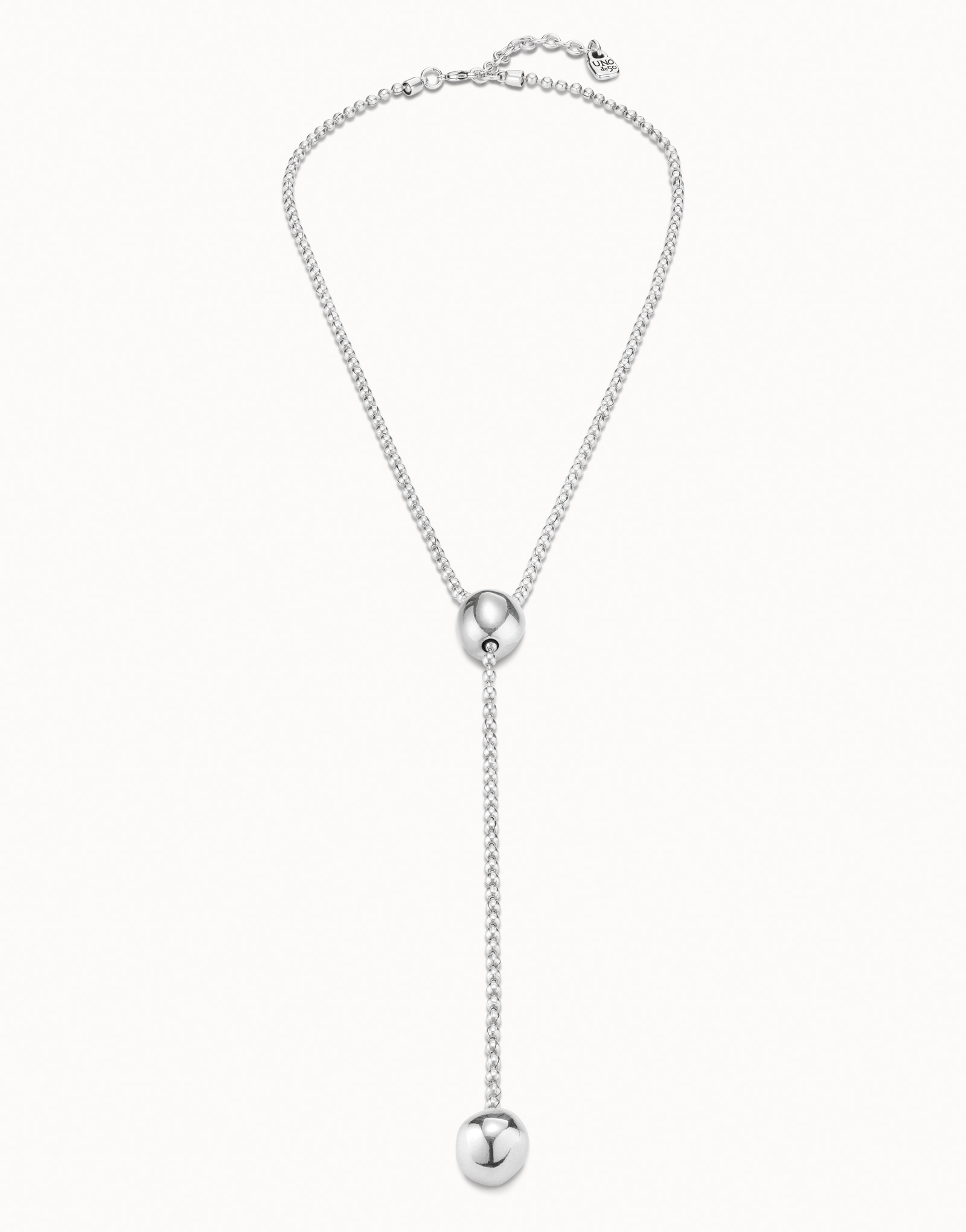 Long adjustable chain necklace, Silver, large thumbnail