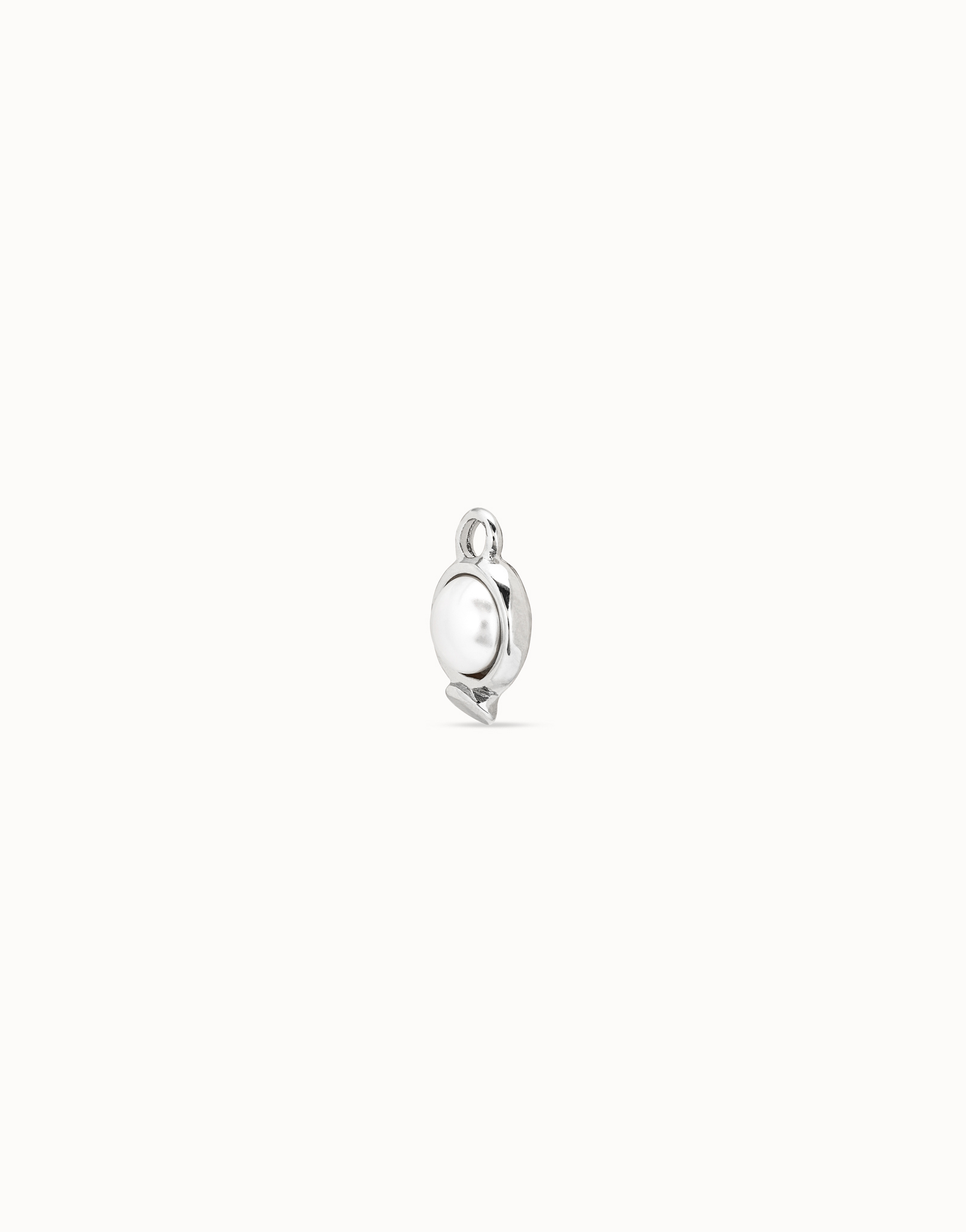 Single Hoop Charm With A Pearl, Silver, large thumbnail