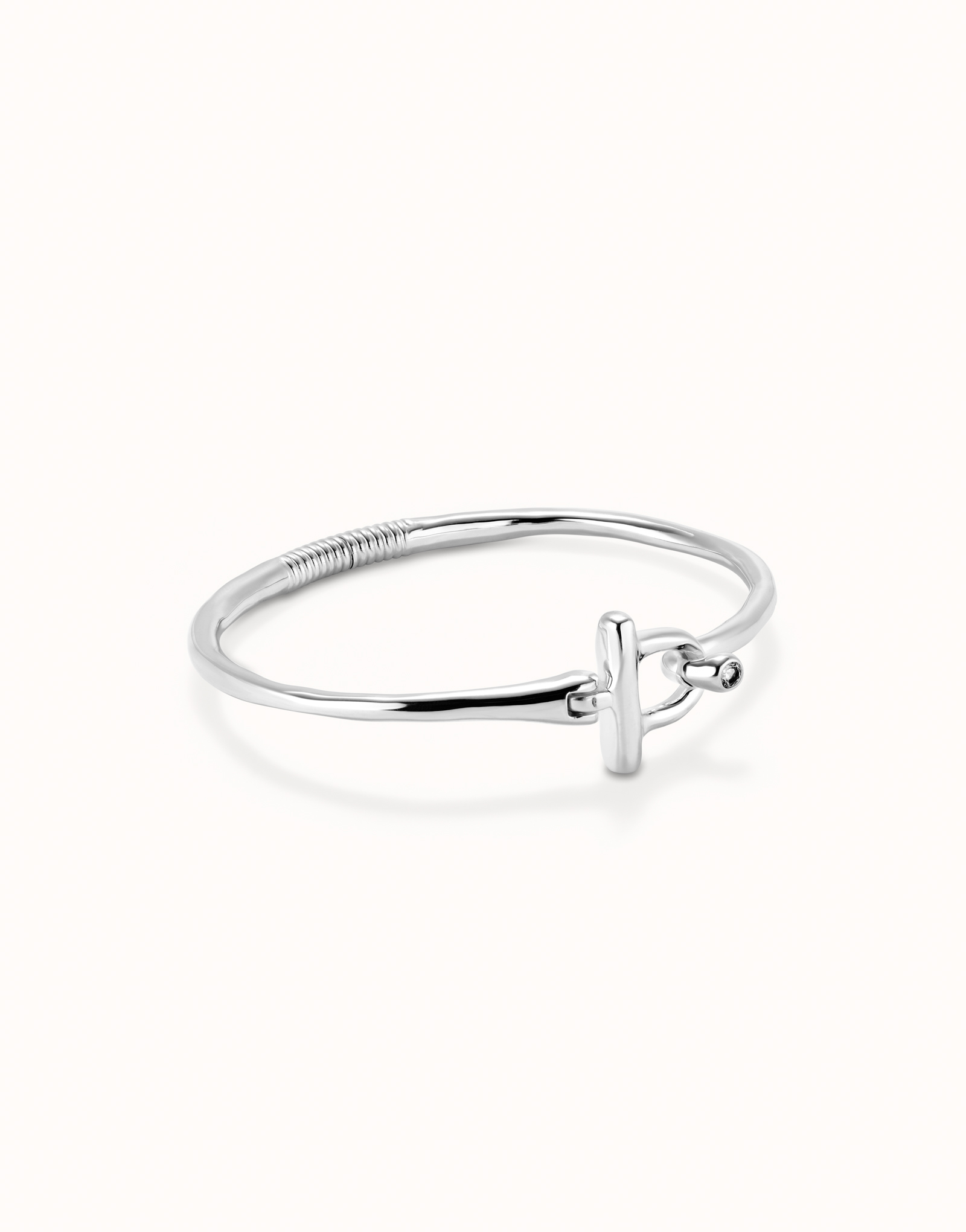 Bracciale con chiusura frontale placcato argento sterling con topazio bianco, Argent, large thumbnail
