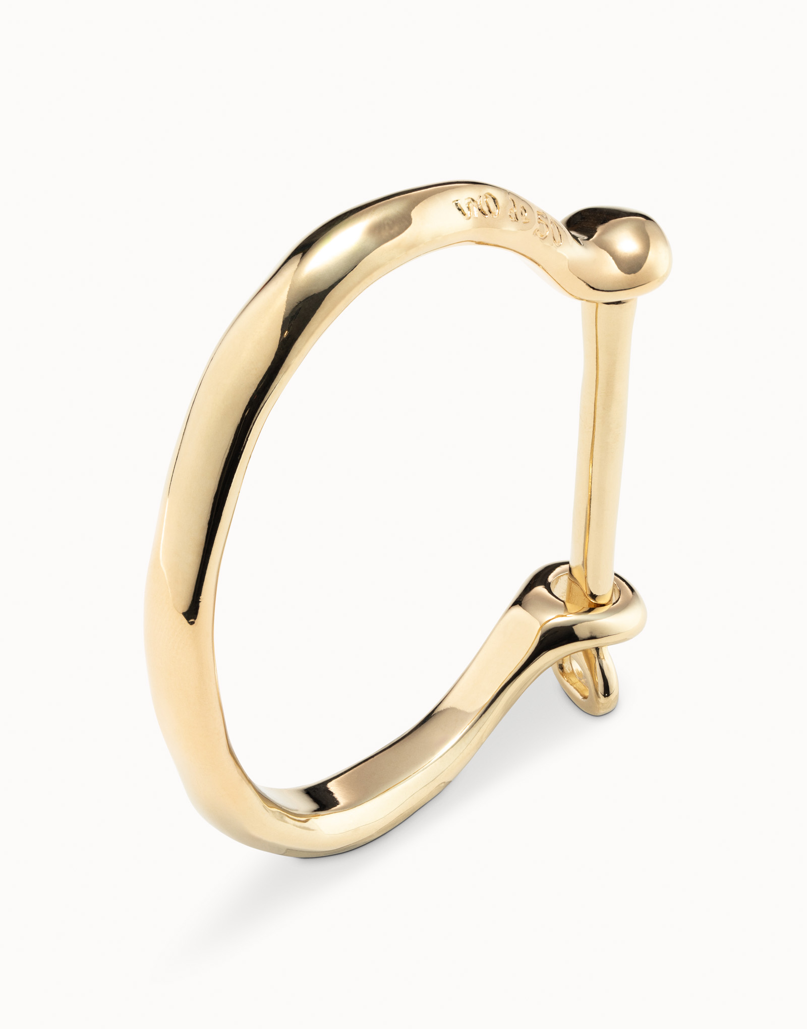 Bangle bracelet with a shackle shaped clasp, Golden, large thumbnail