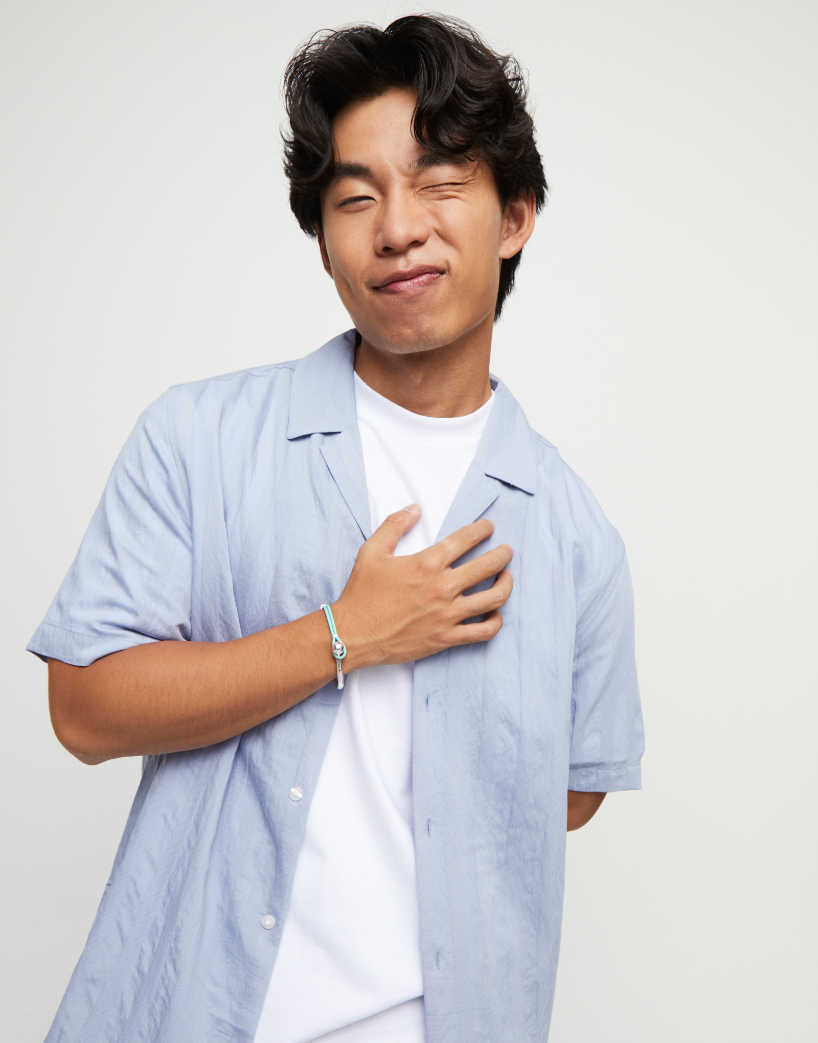 Bangle bracelet with turquoise leather, Silver, large thumbnail