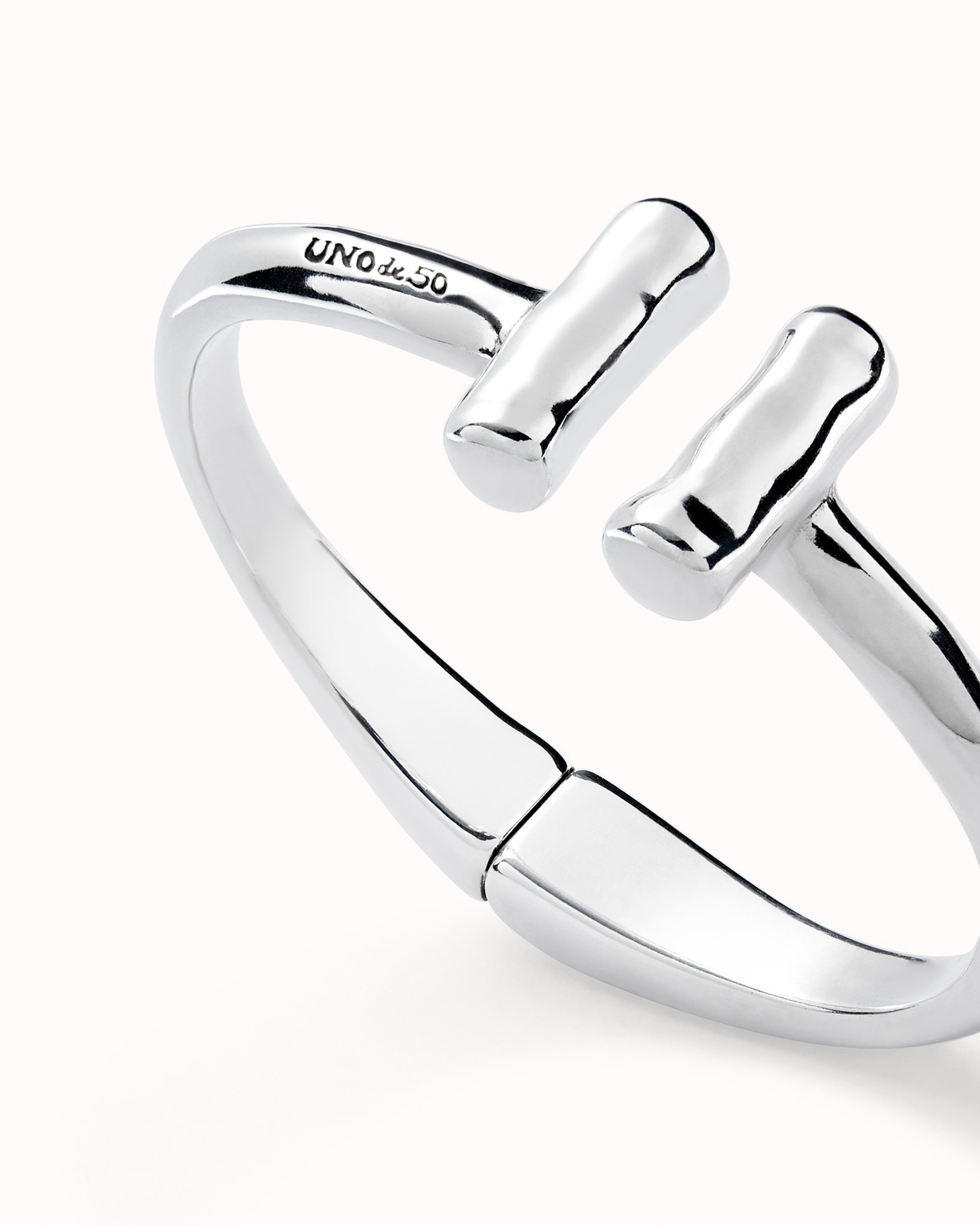 Bangle bracelet with two tubes, Silver, large thumbnail