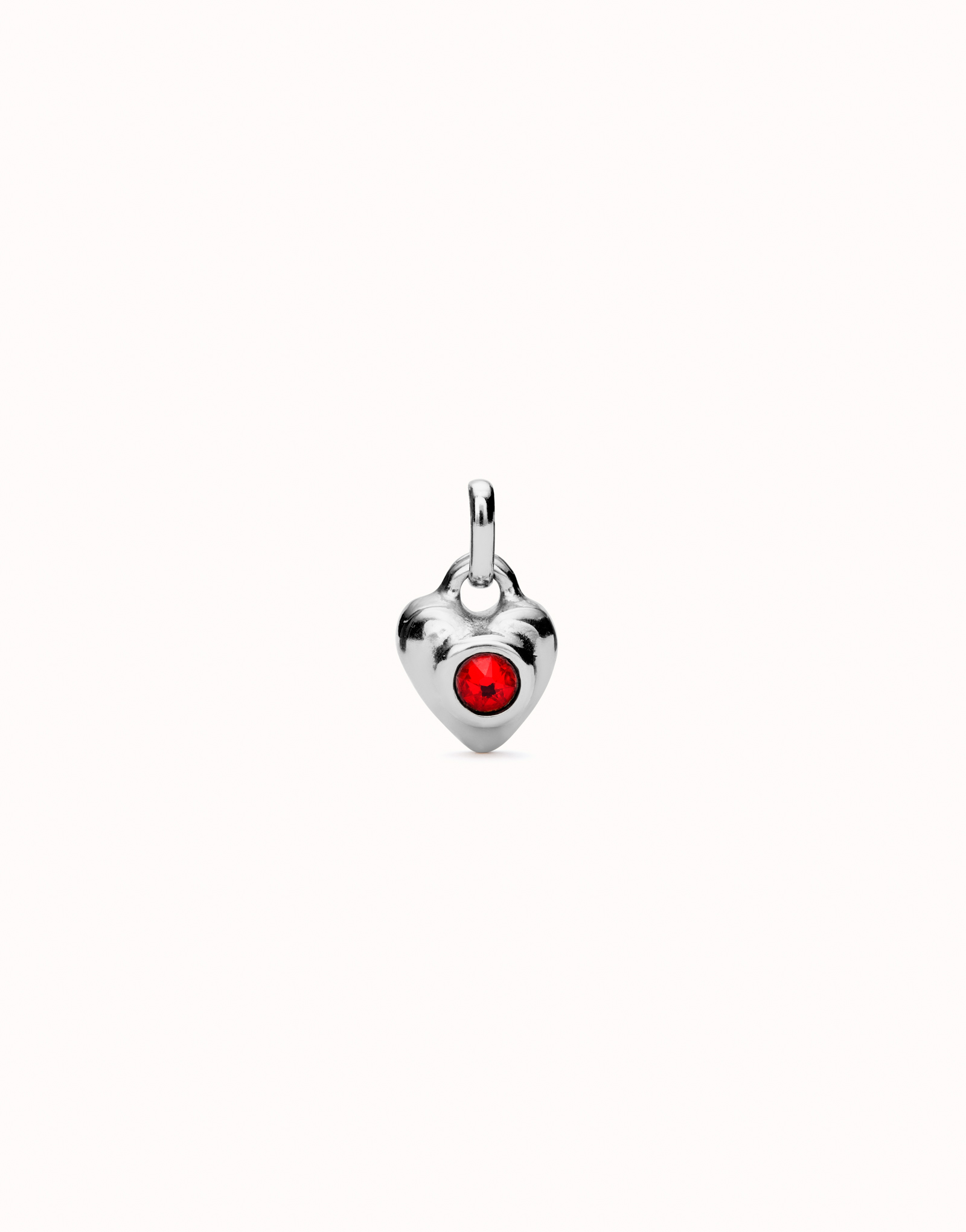 Charm with red crystal, Silver, large thumbnail