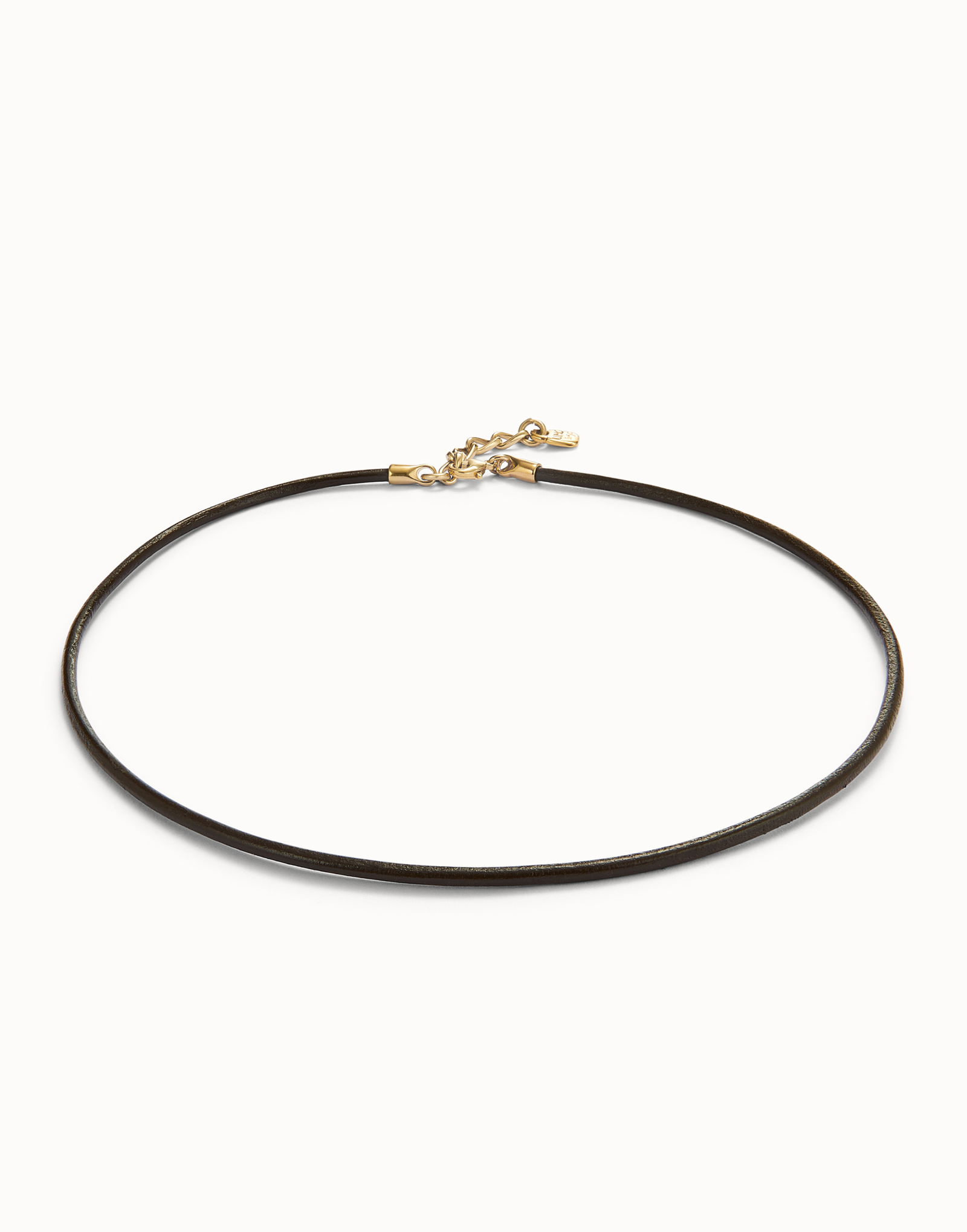 Short leather charm necklace, Golden, large thumbnail