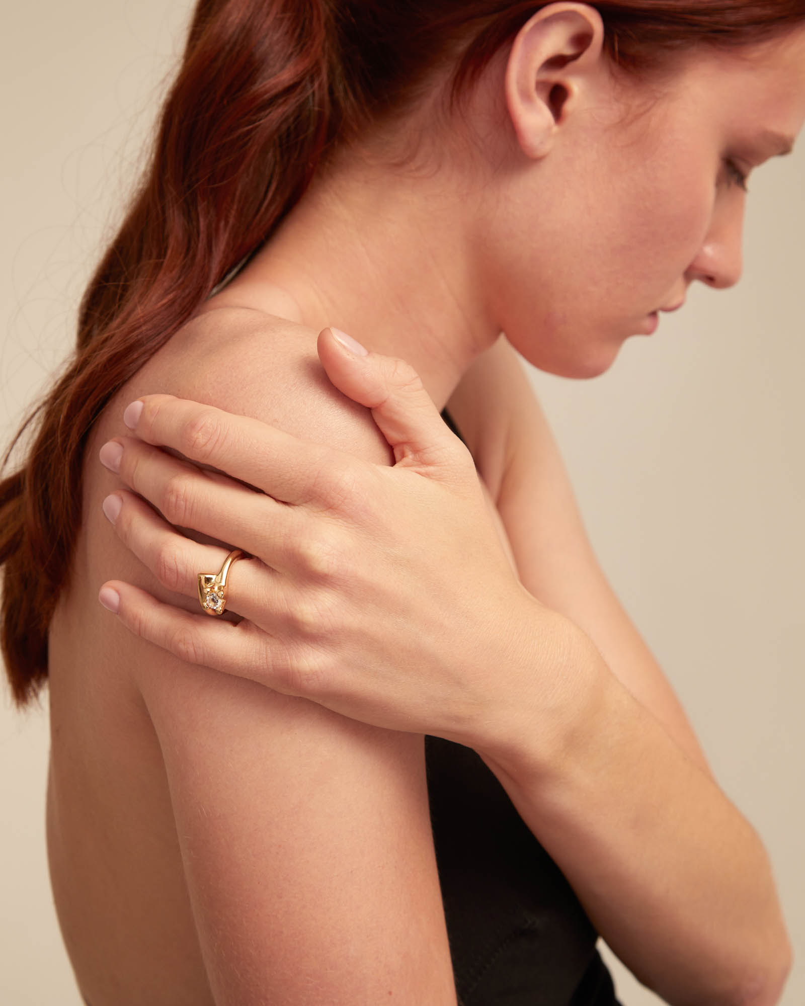 Bague plaquée or 18 carats avec zircon blanc, Or, large thumbnail