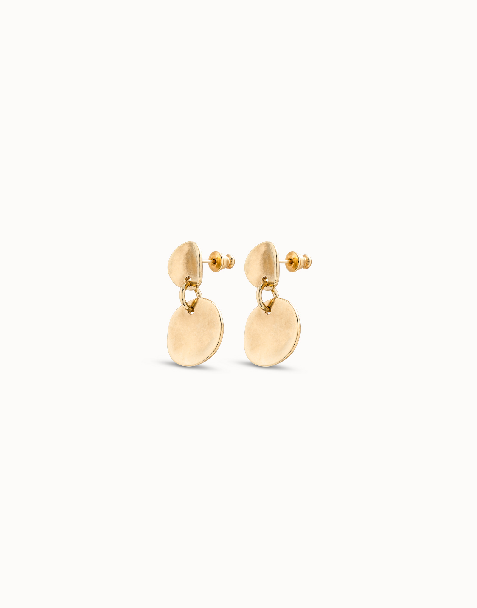 Circle drop earrings, Golden, large thumbnail