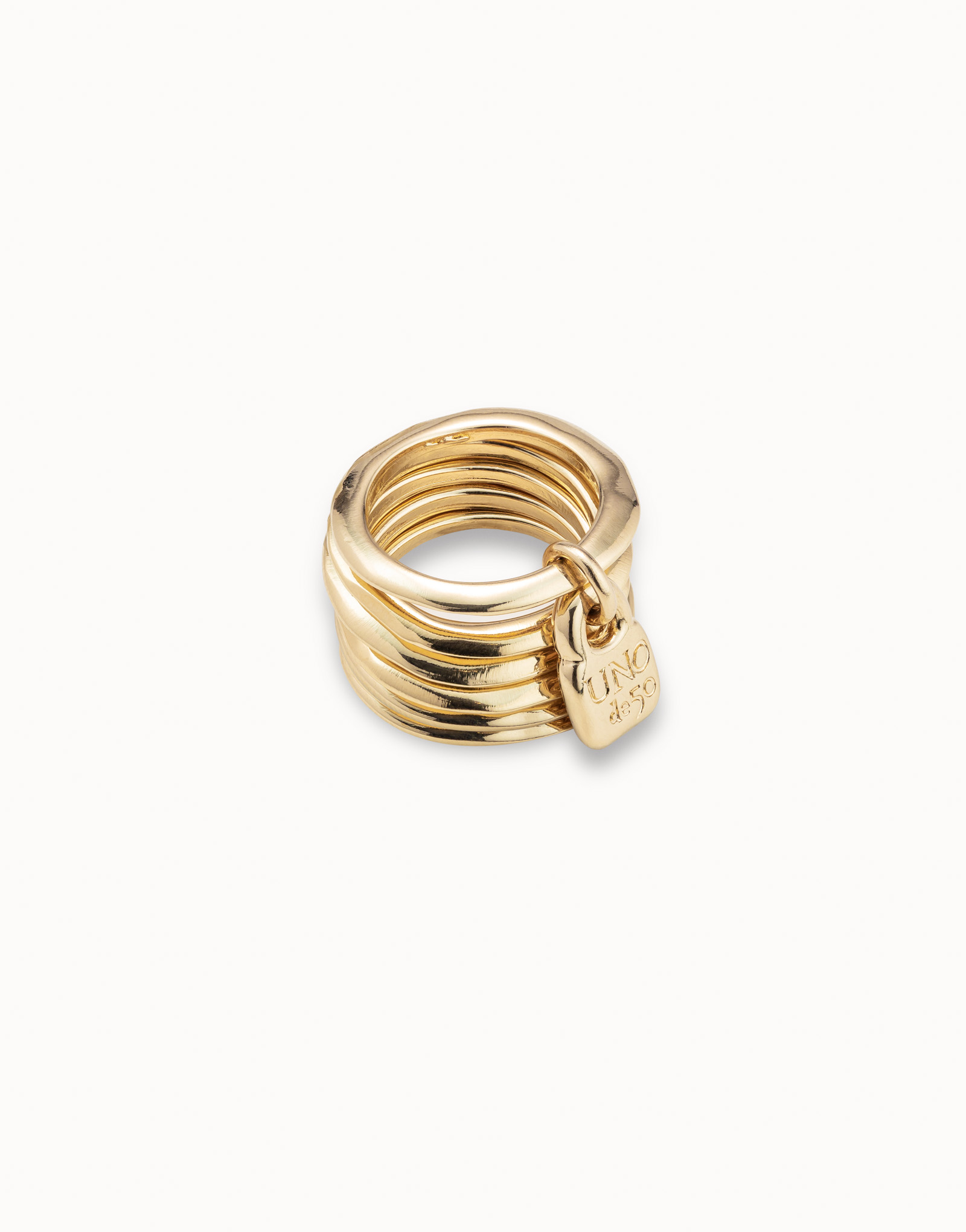 Multi row ring with a charm, Golden, large thumbnail