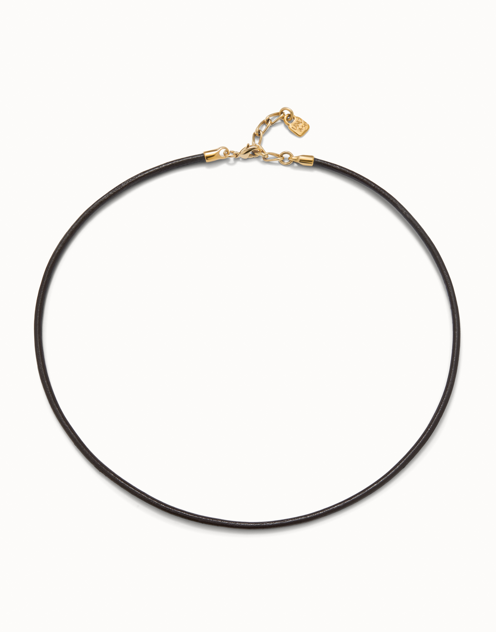 Short leather charm necklace, Golden, large thumbnail