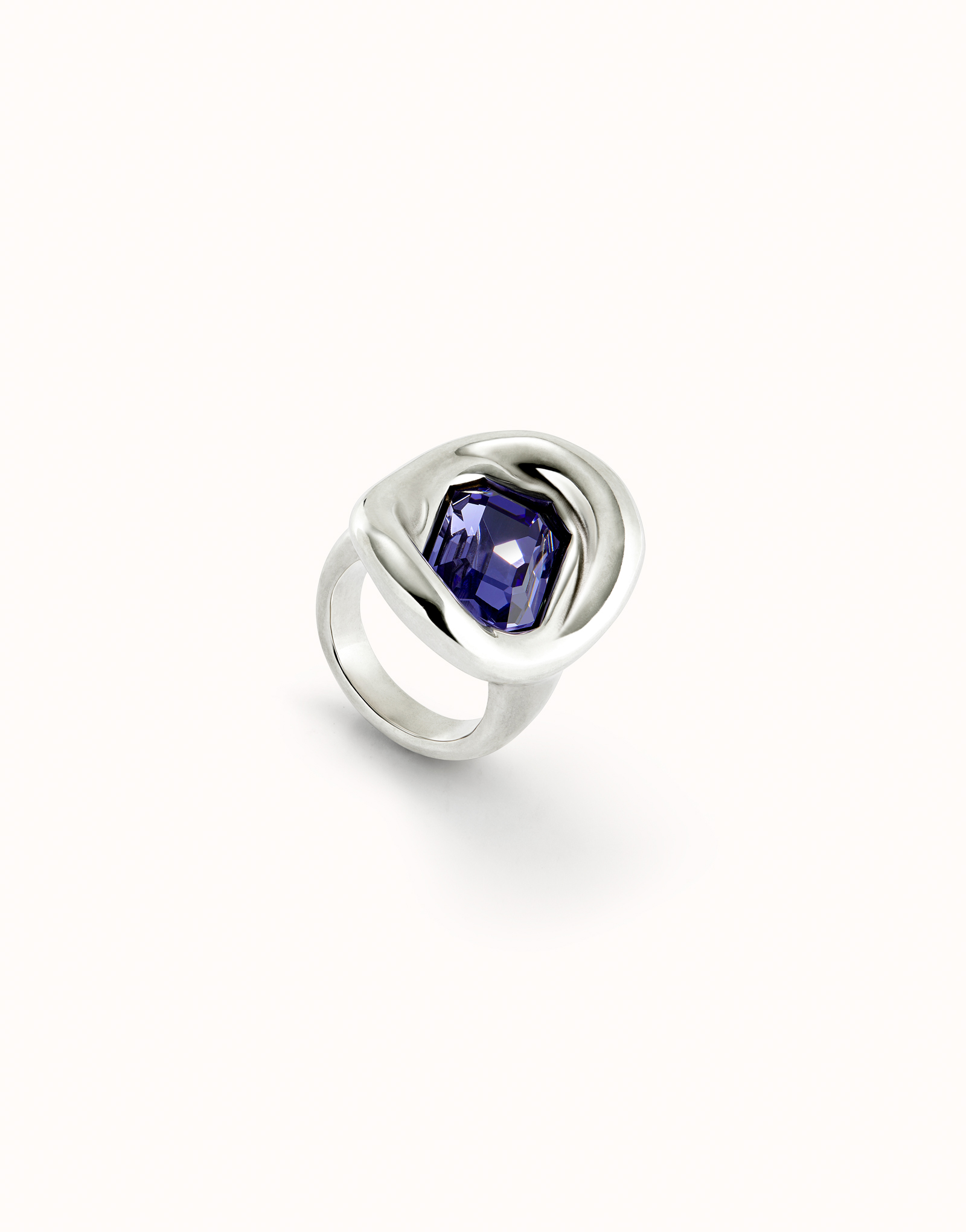 Anello placcato argento sterling con cristallo viola, Argent, large thumbnail