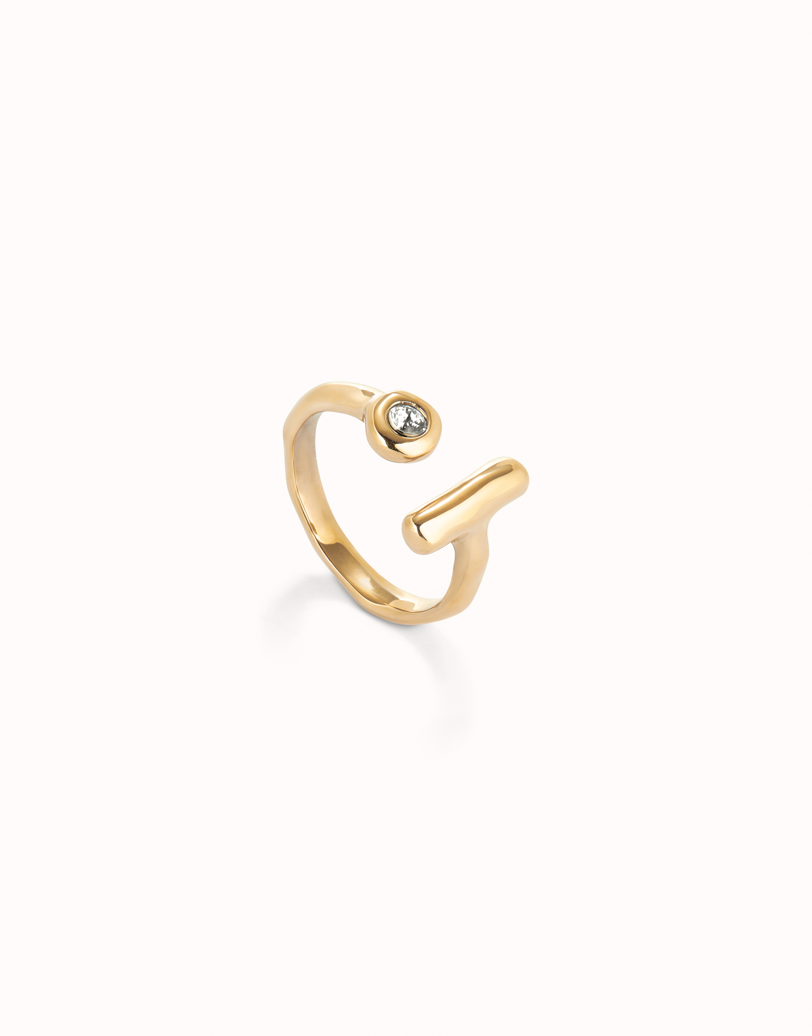 Open ring with white topaz, Golden, large thumbnail